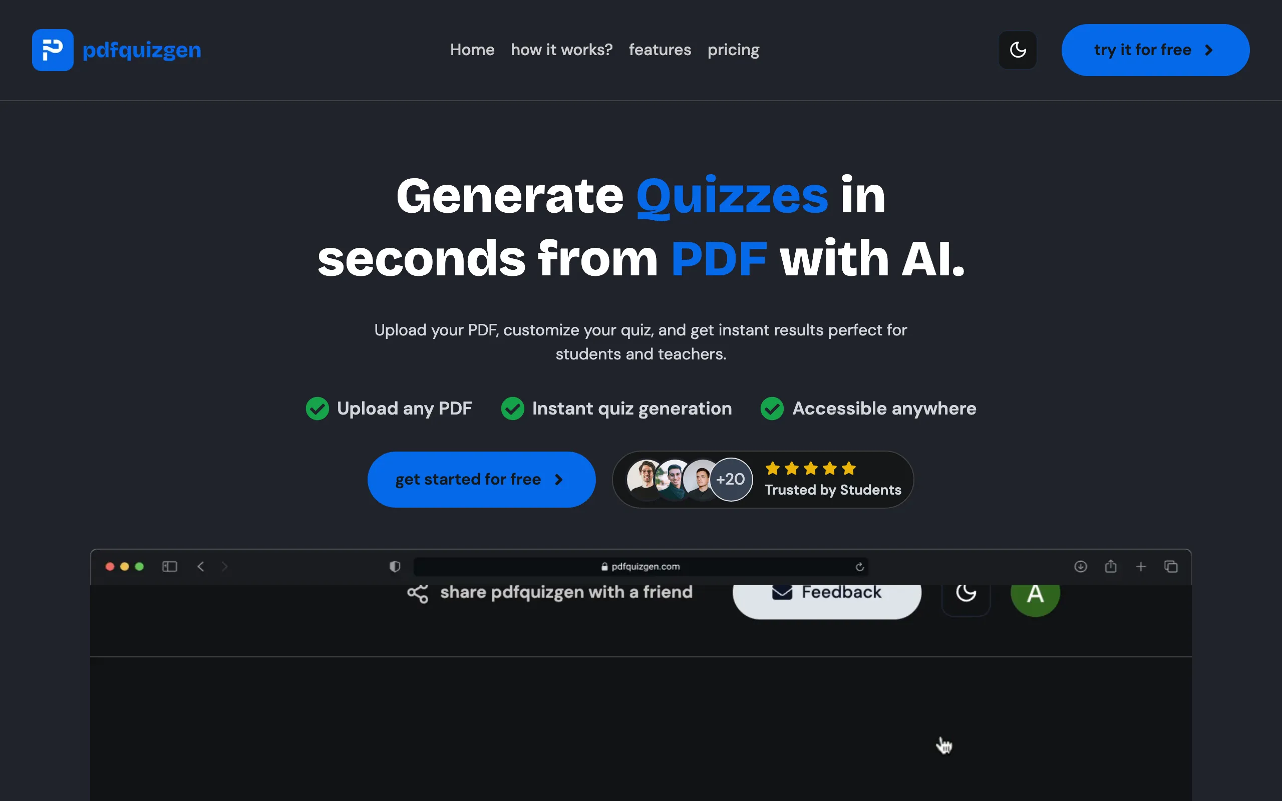 Screenshot of pdfquizgen