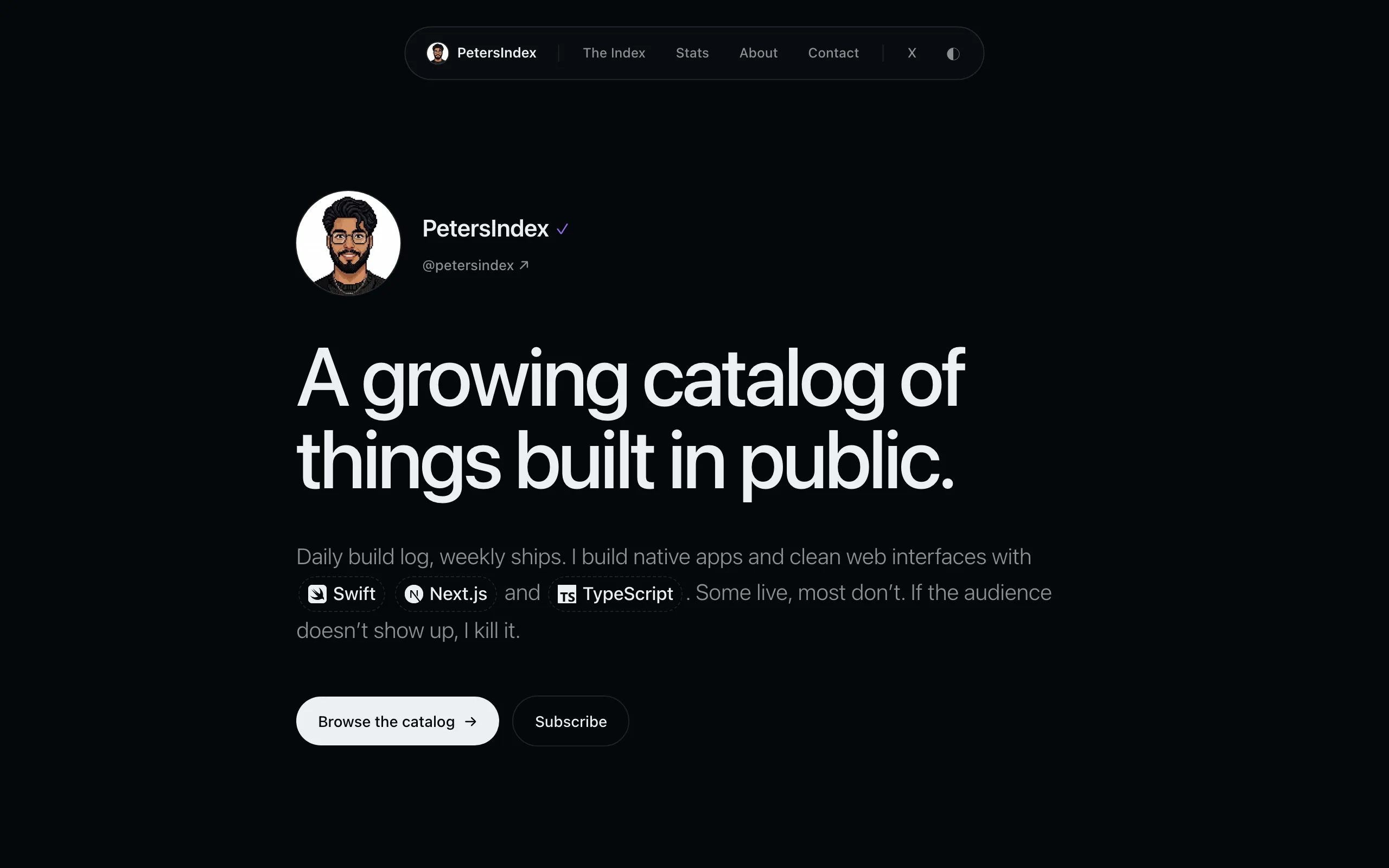 Screenshot of PetersIndex