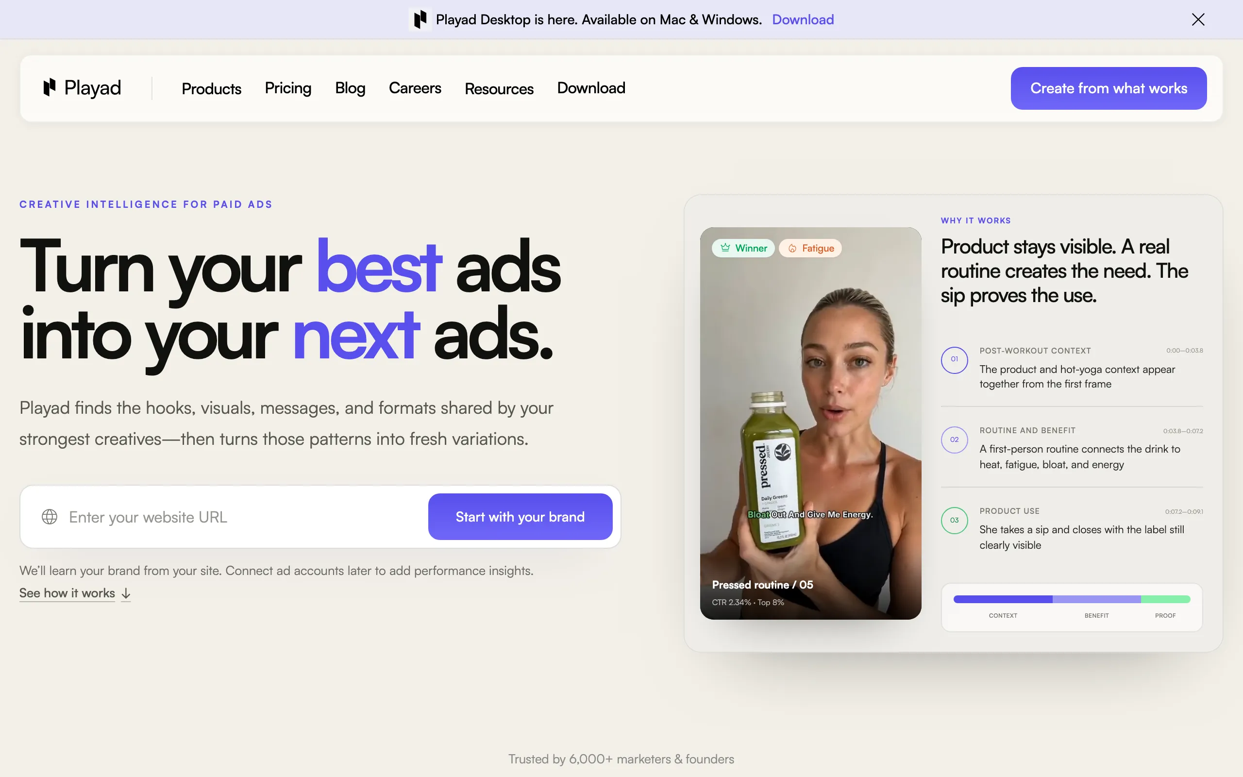 Screenshot of Playad — Your AI Growth Team for Paid Ads