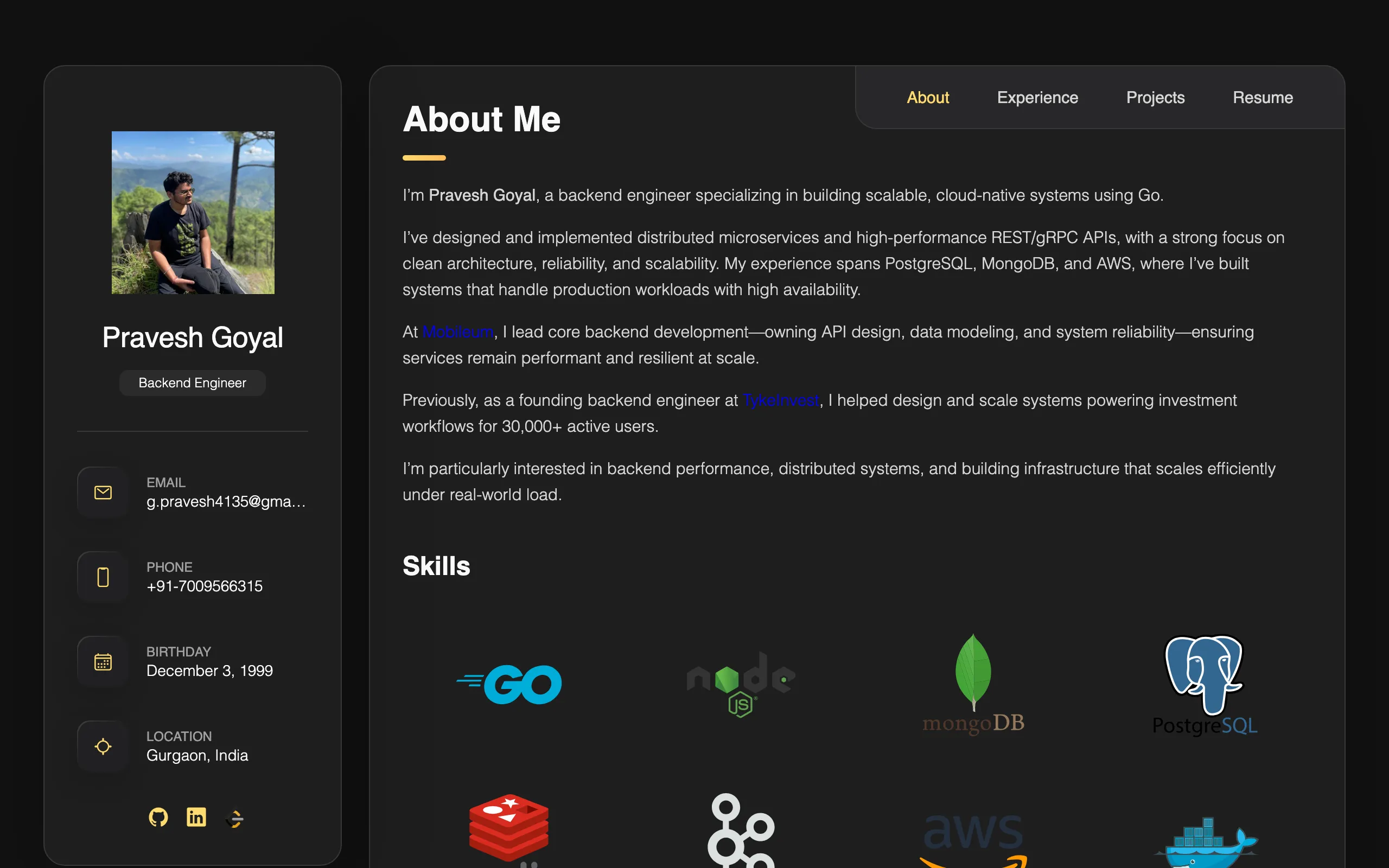 Screenshot of Pravesh Goyal | Backend Engineer (Go, Distributed Systems)