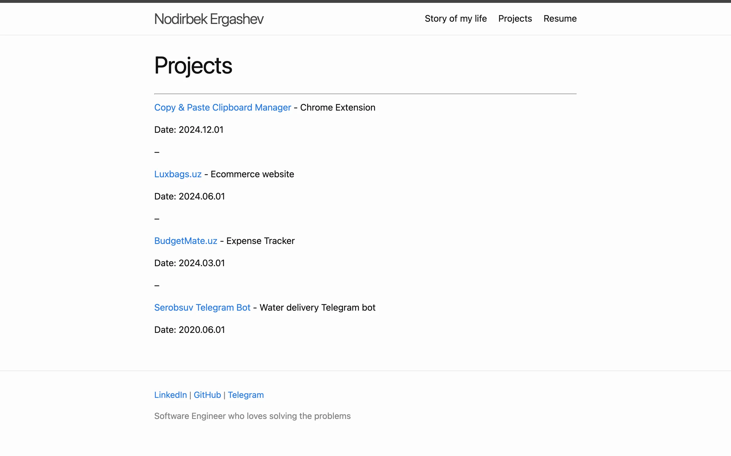 Screenshot of Projects | Nodirbek Ergashev