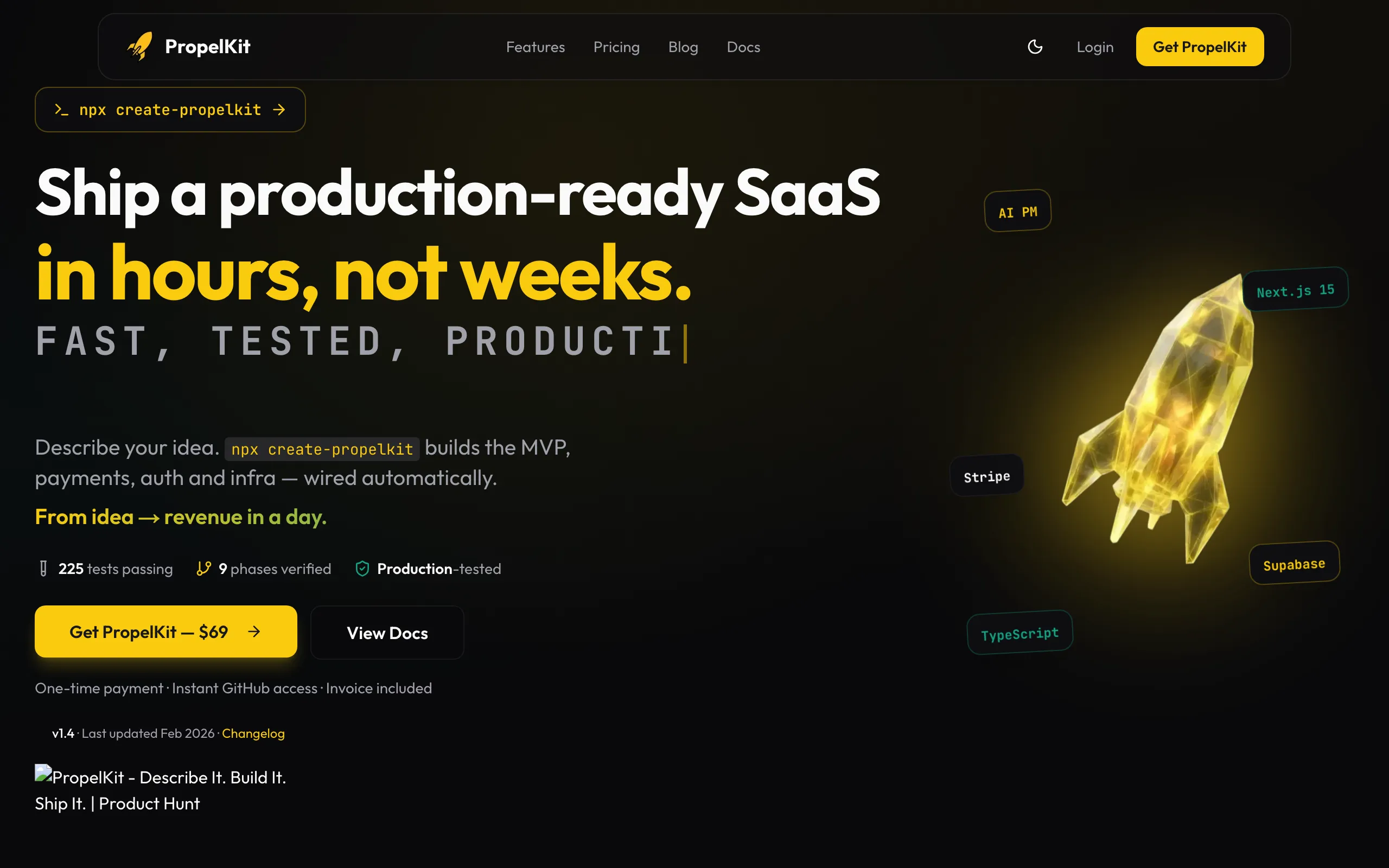 Screenshot of PropelKit - Ship Your SaaS in Hours, Not Weeks