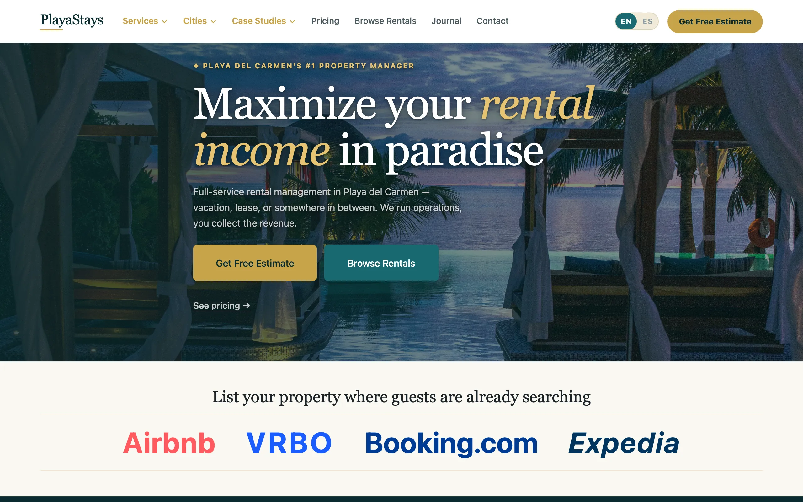 Screenshot of Property Management &amp; Vacation Rentals | PlayaStays