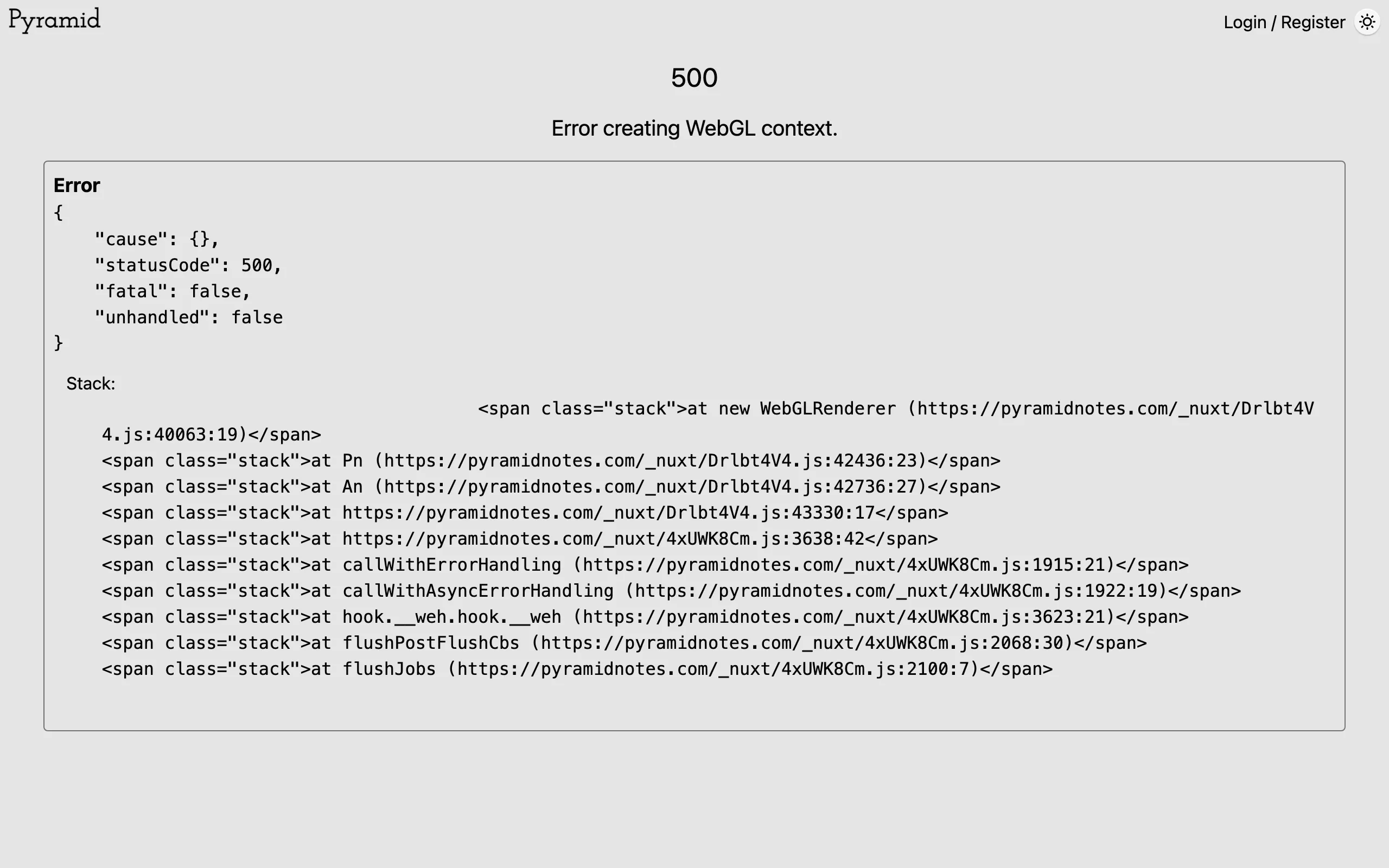Screenshot of pyramidnotes.com