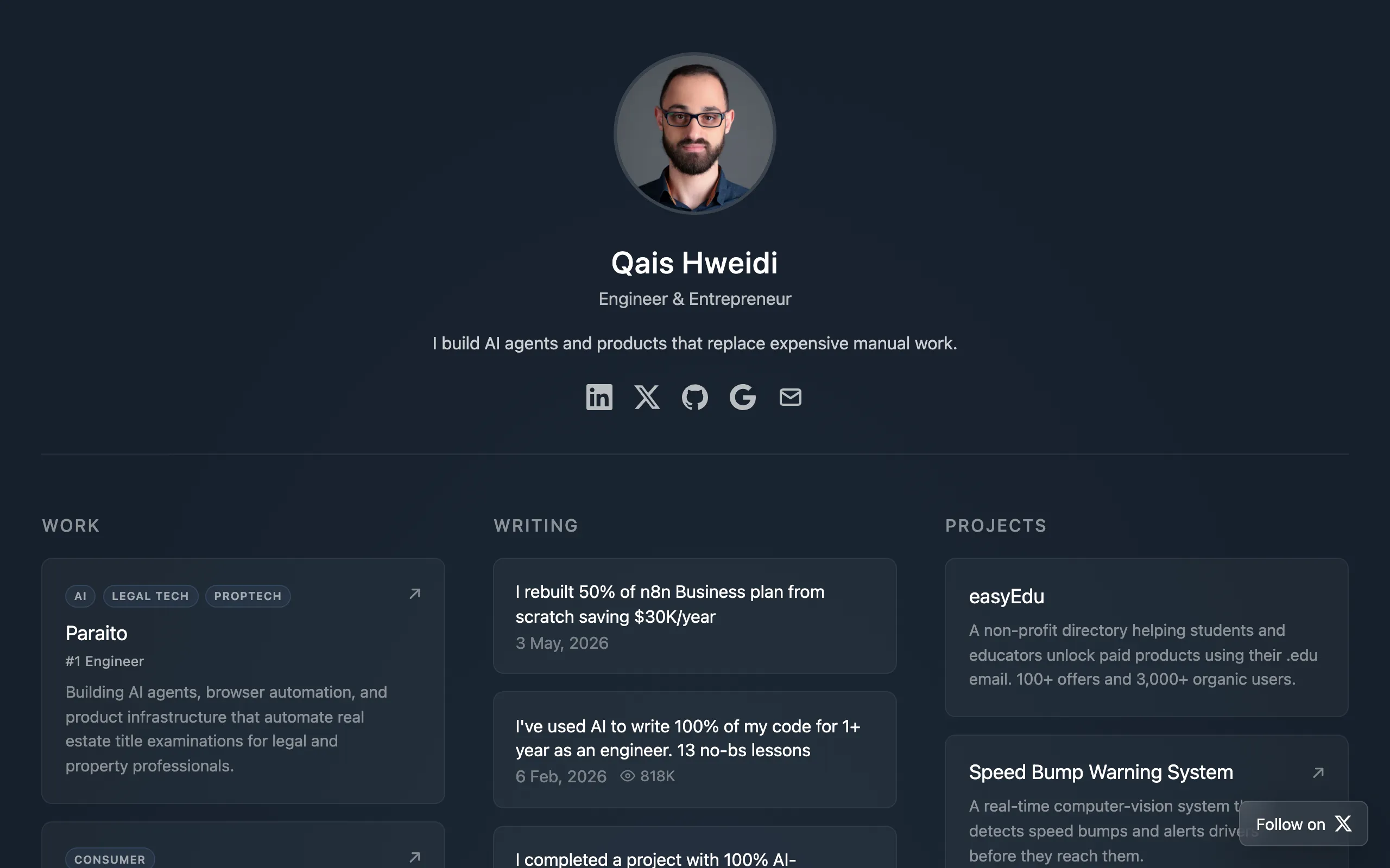 Screenshot of Qais Hweidi | Engineer & Entrepreneur