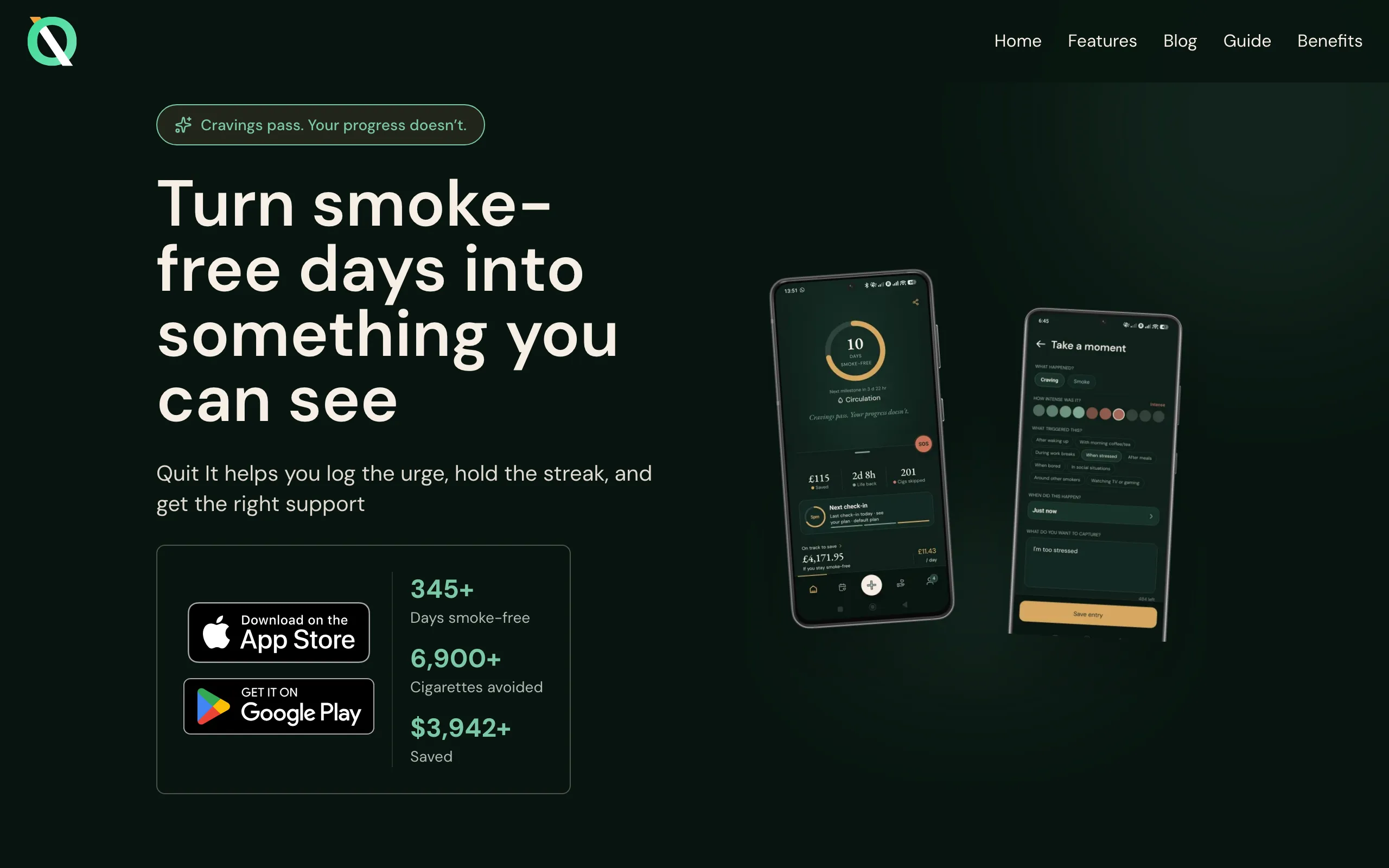 Screenshot of Quit It - Free Quit Smoking App for iPhone &amp; Android