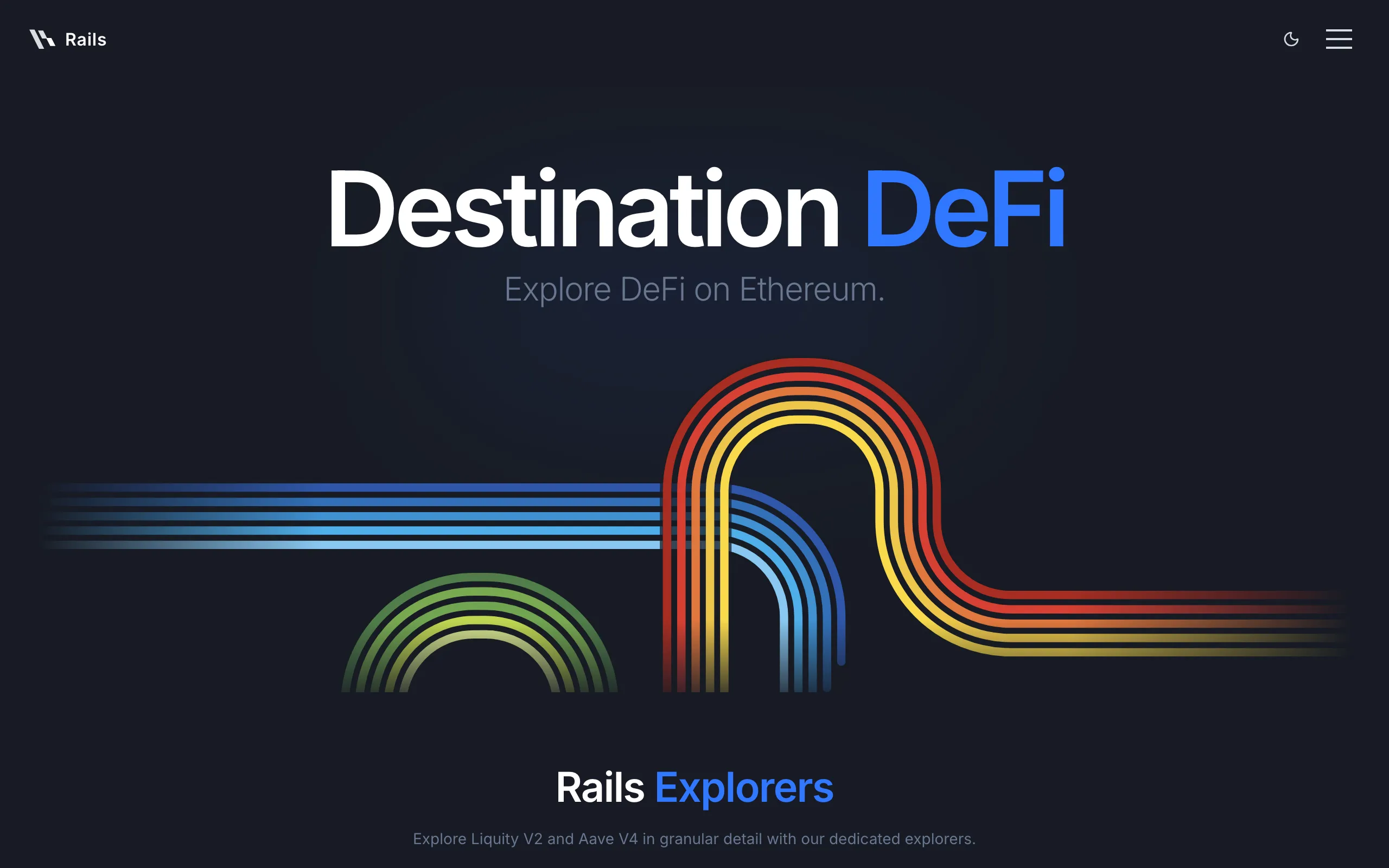 Screenshot of Rails - DeFi Protocol Explorers