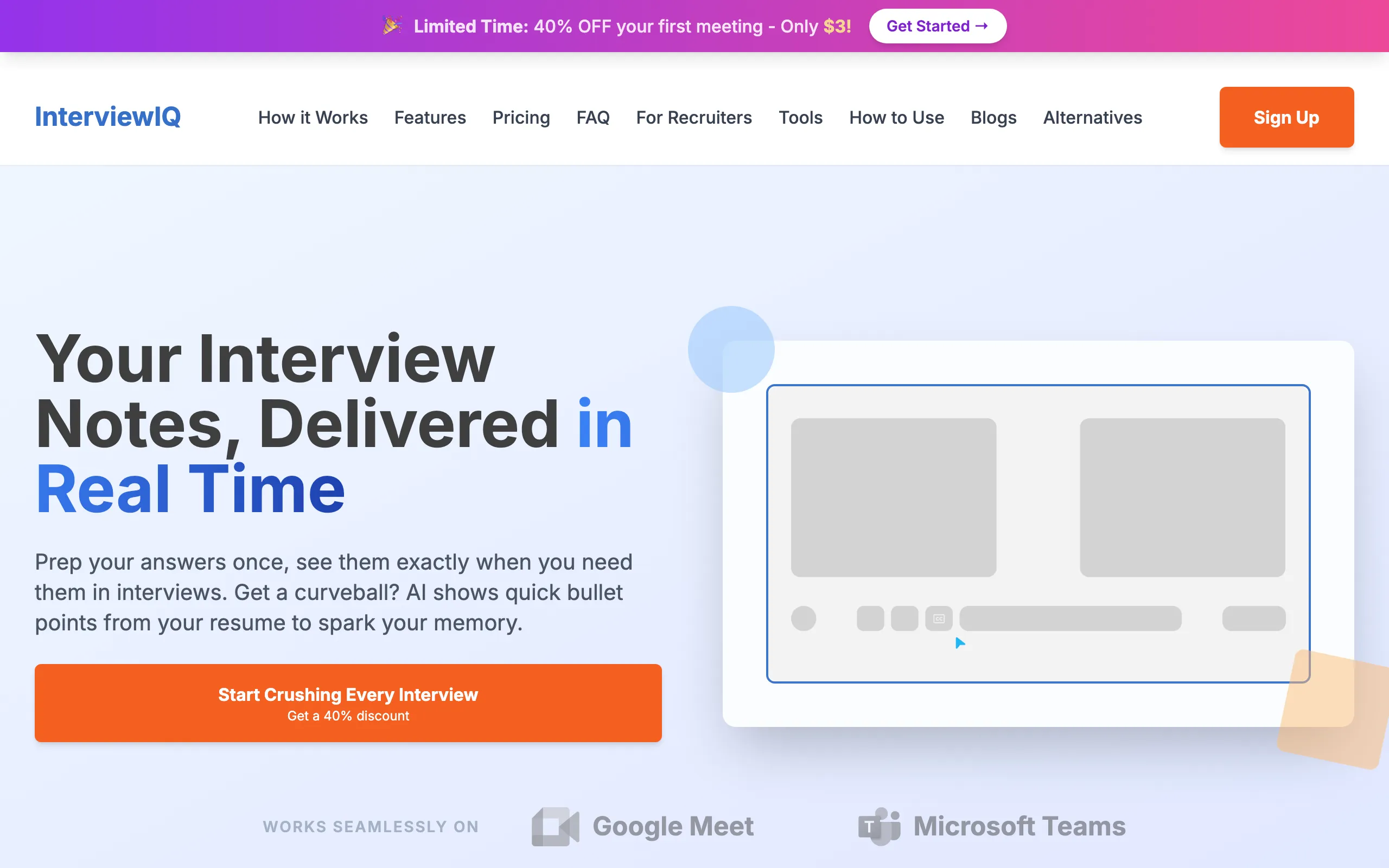Screenshot of Real time interview assistant - InterviewIQ