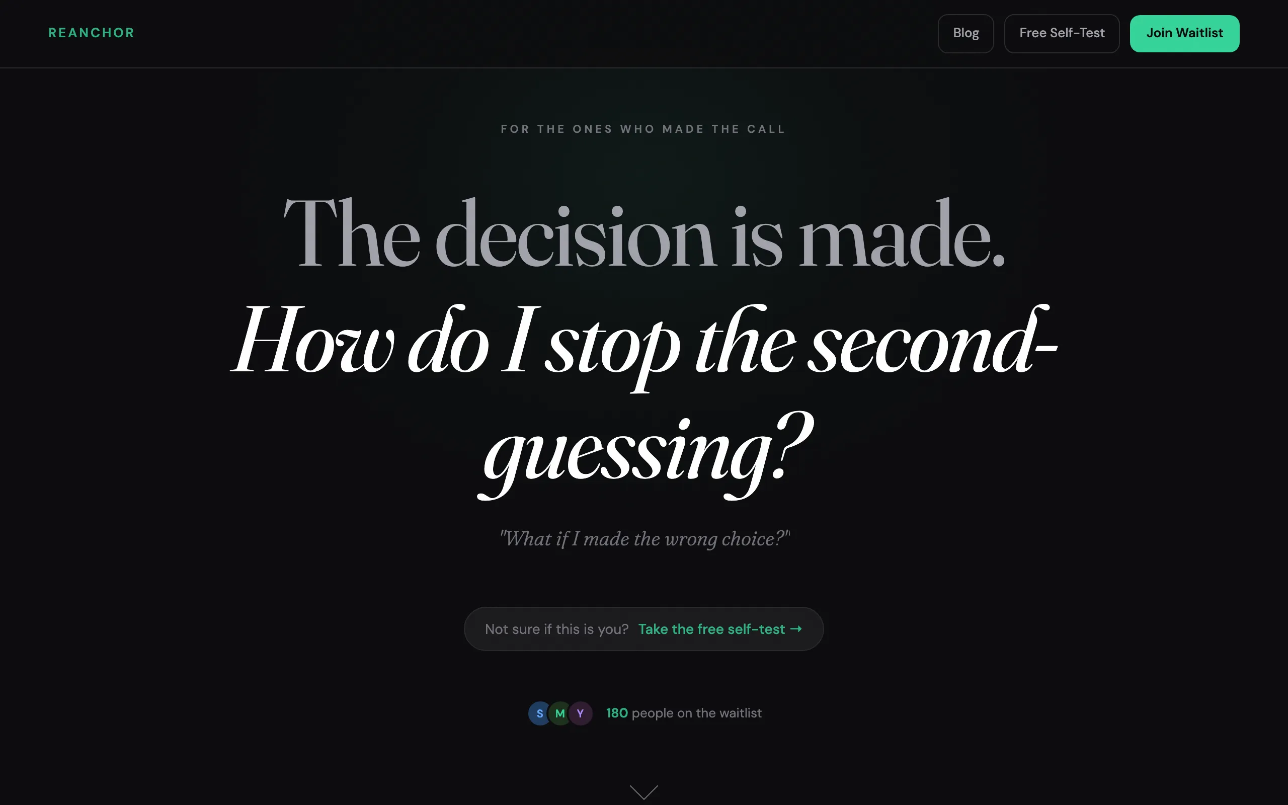 Screenshot of ReAnchor — Decision Journal App to Stop Second-Guessing Yourself