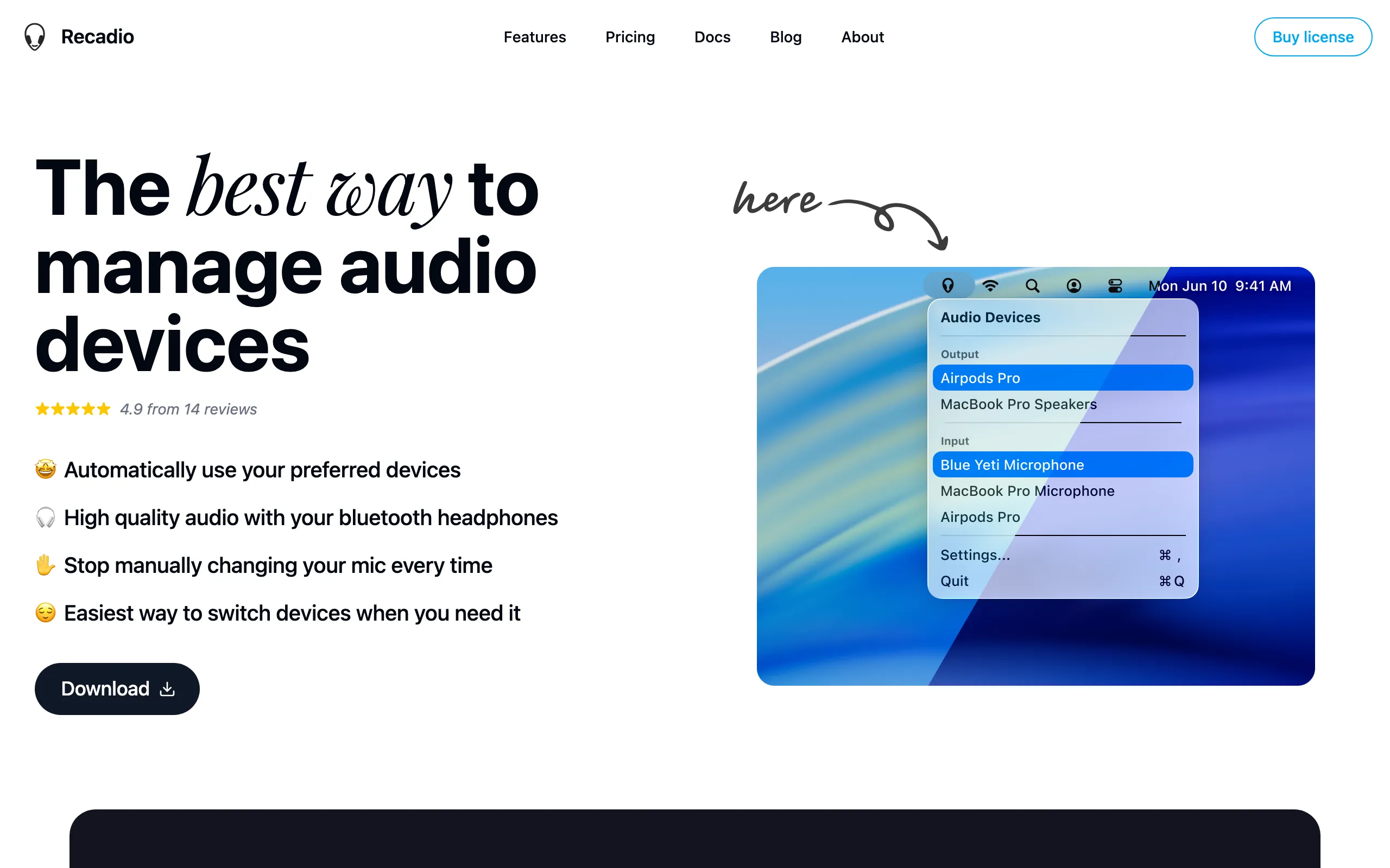 Screenshot of Recadio - The best way to handle audio devices