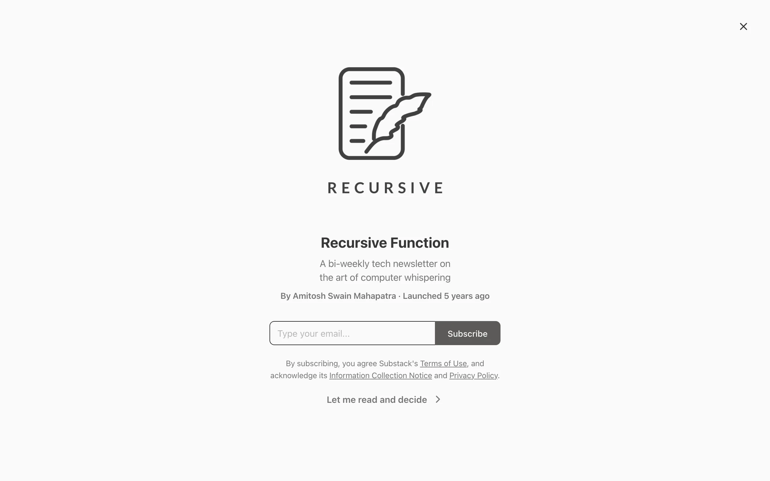 Screenshot of Recursive Function | Amitosh Swain Mahapatra | Substack