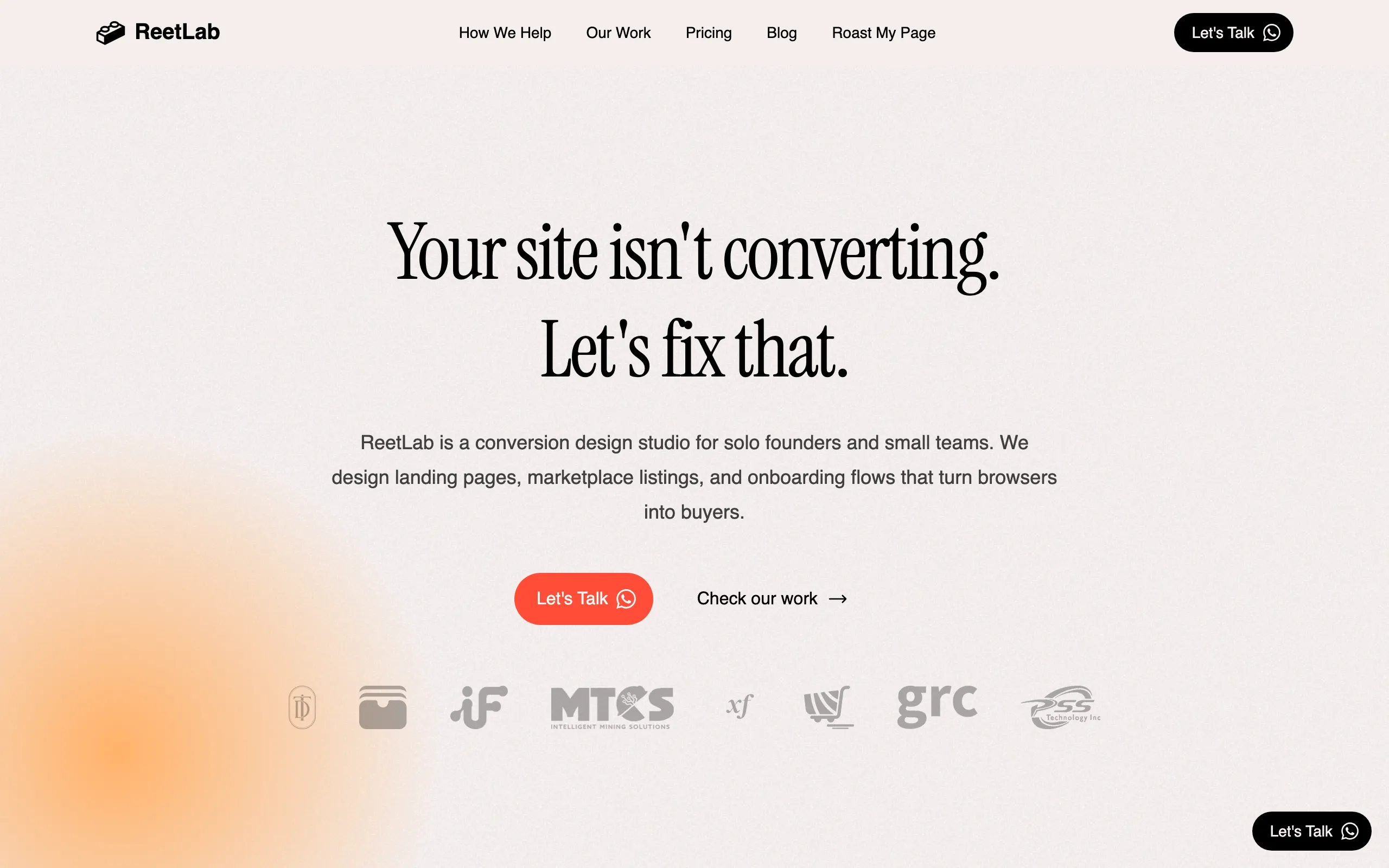 Screenshot of ReetLab — Conversion Design for Solo Founders &amp; Small Teams