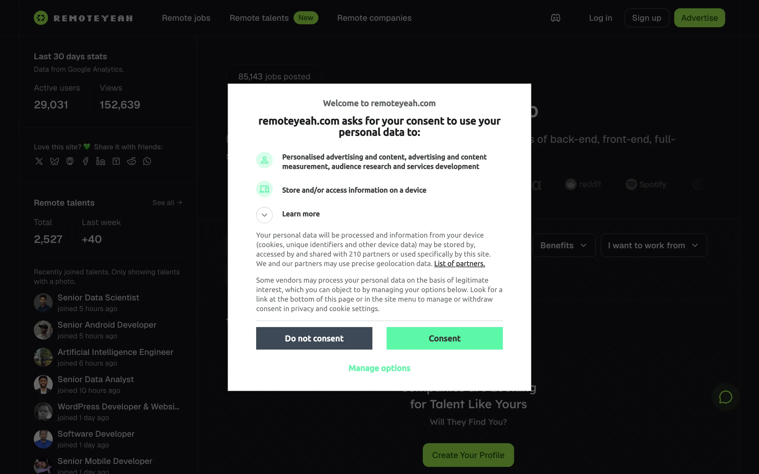 Screenshot of Remote jobs: Front-end, Back-end, DevOps, QA & More