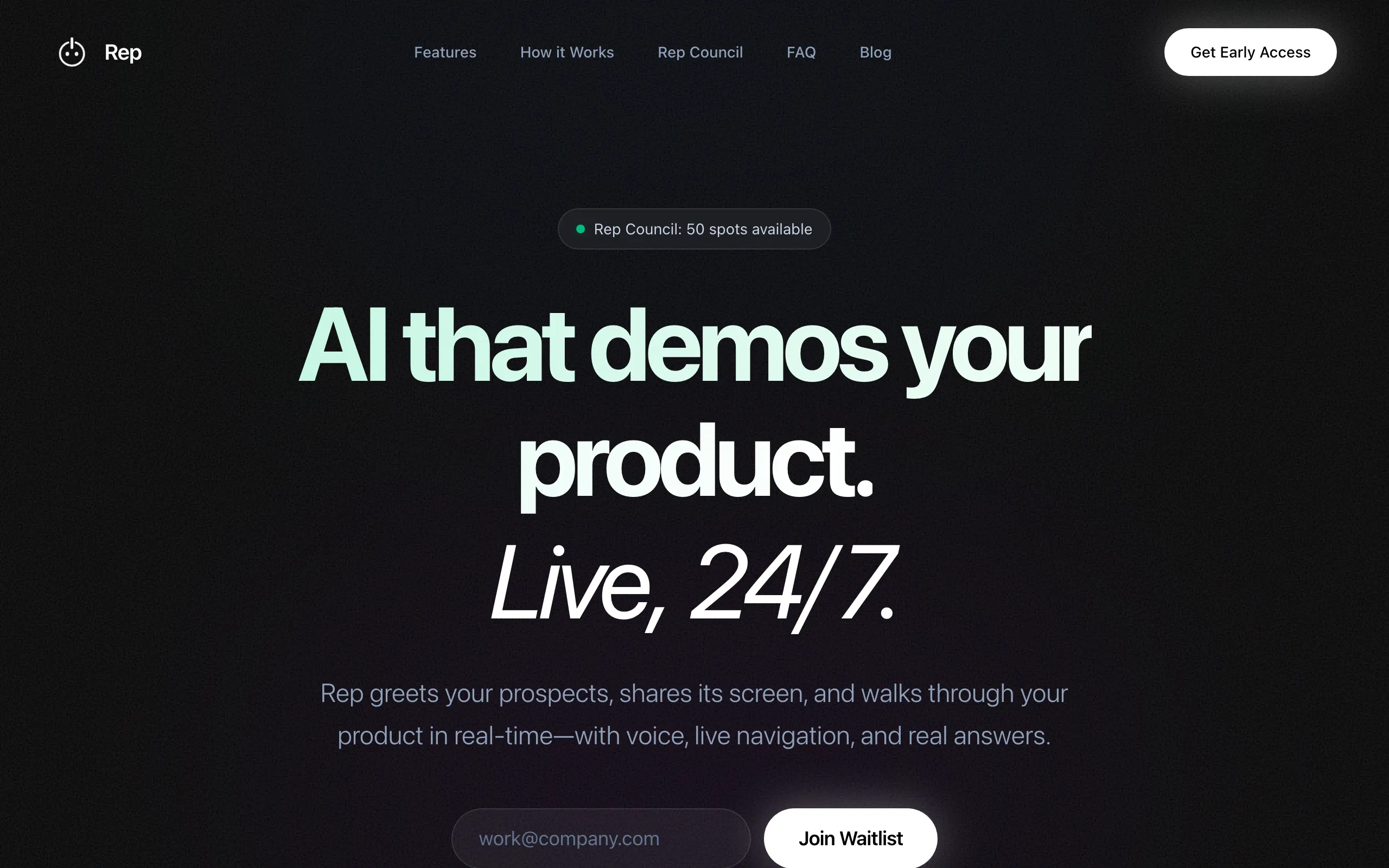 Screenshot of Rep - AI Sales Demo Agent | Live Product Demos 24/7