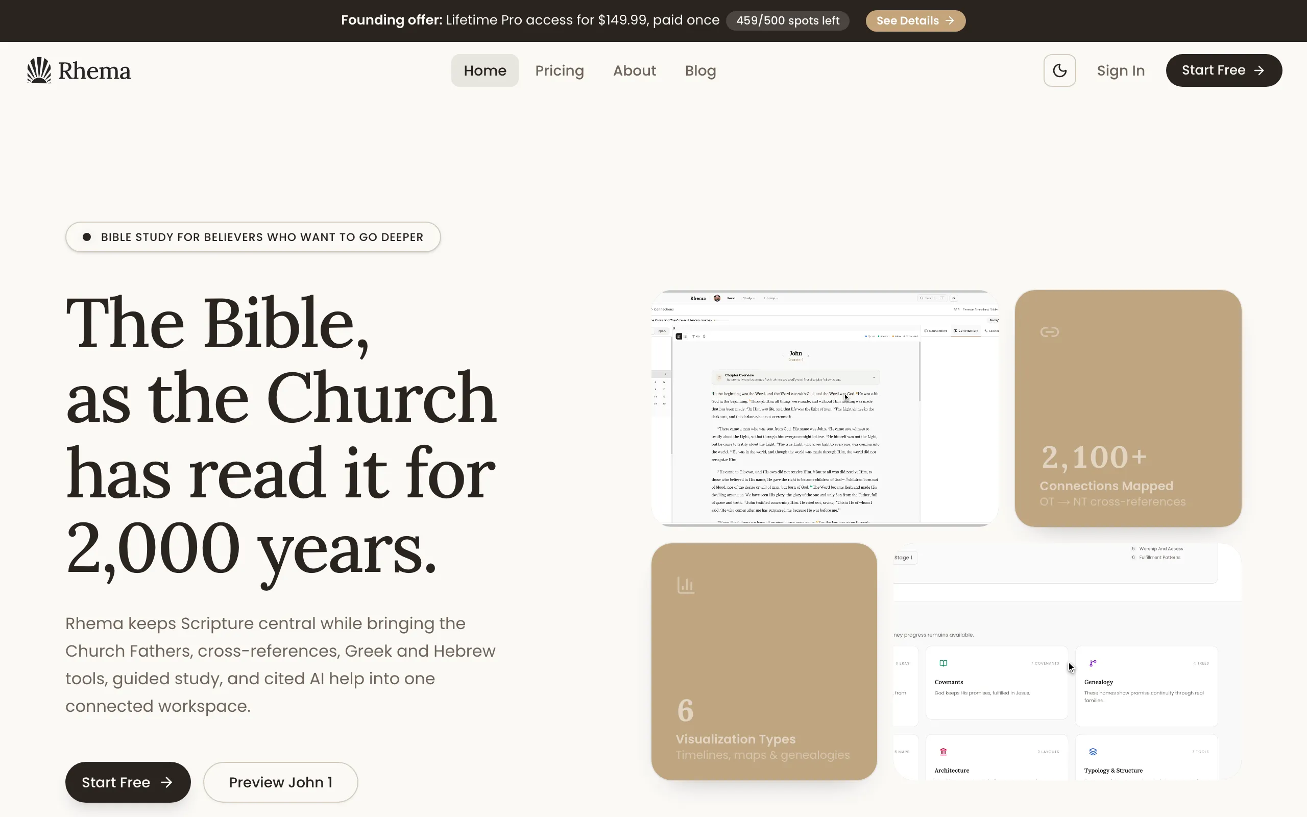 Screenshot of Rhema — Free Bible Study with Church Fathers Commentary &amp; Apocrypha