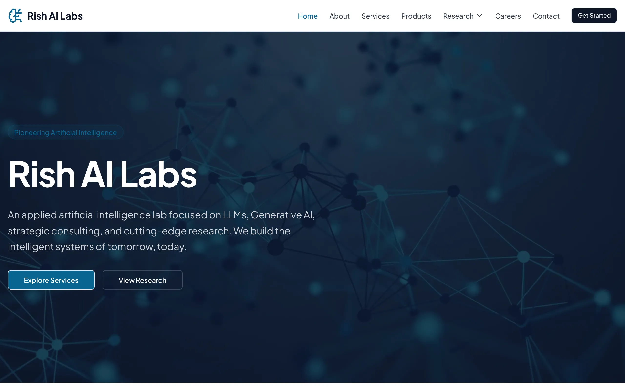 Screenshot of Rish AI Labs - Applied Artificial Intelligence & Research