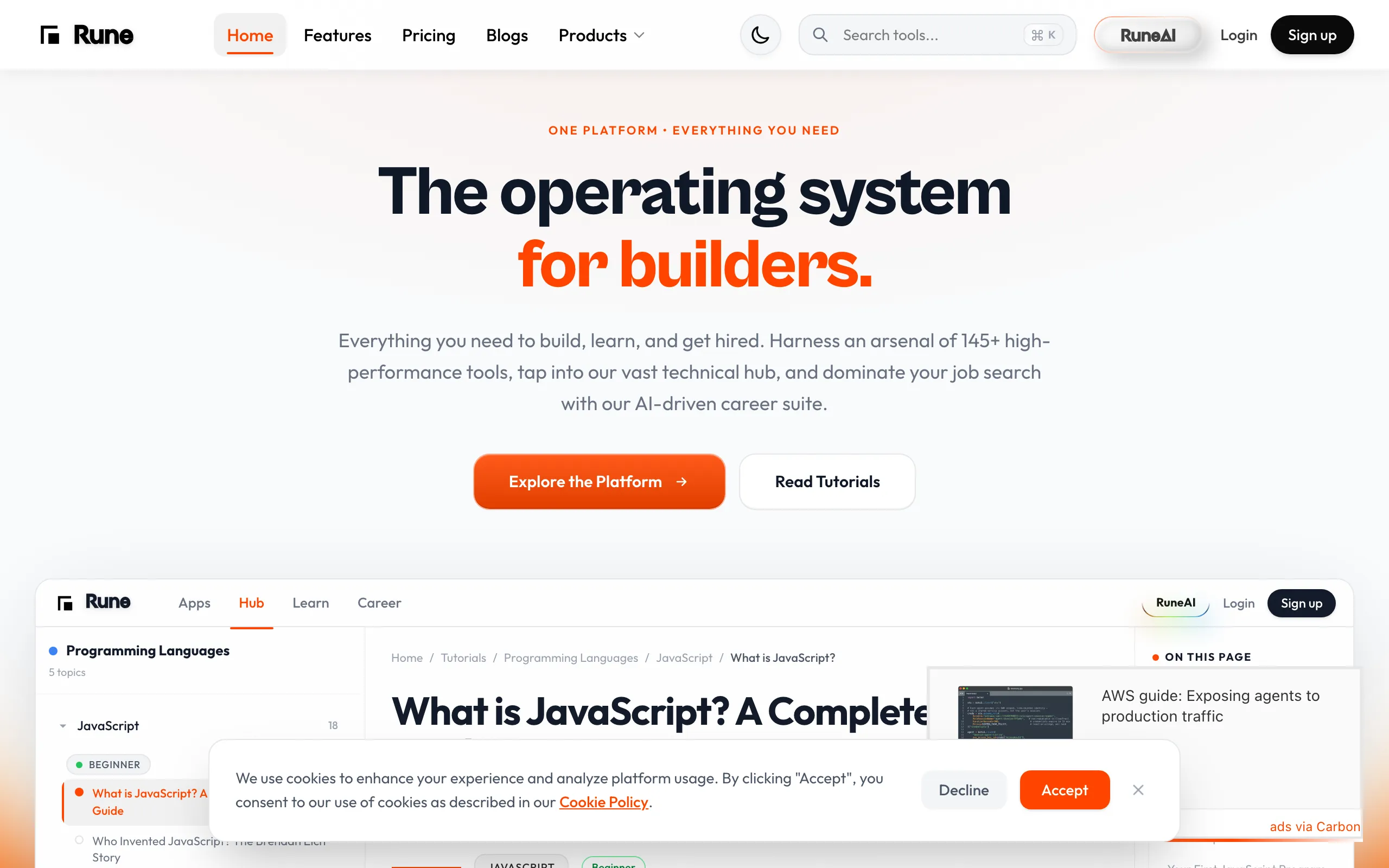 Screenshot of Rune | The Operating System for Builders