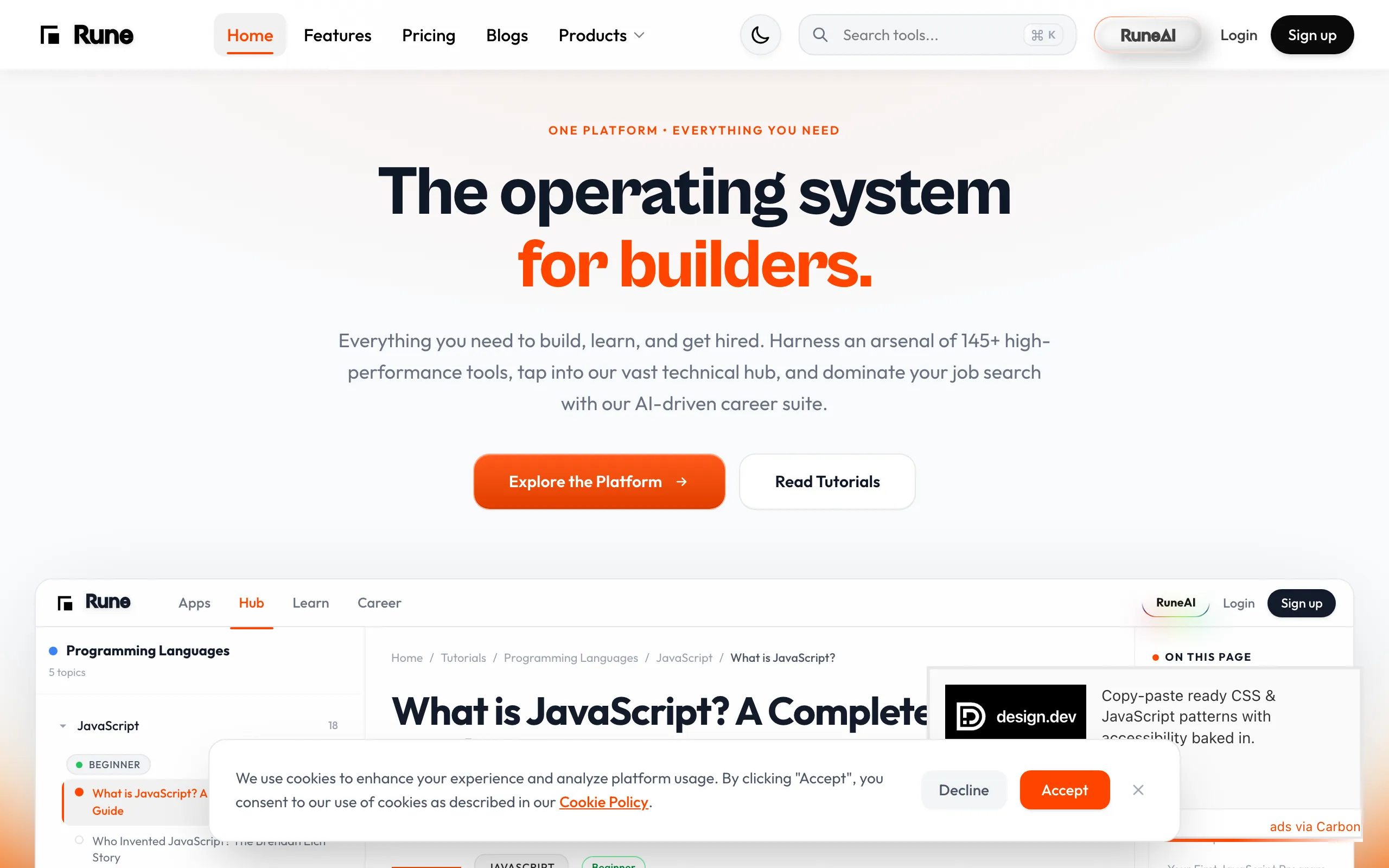 Screenshot of Rune | The Operating System for Builders
