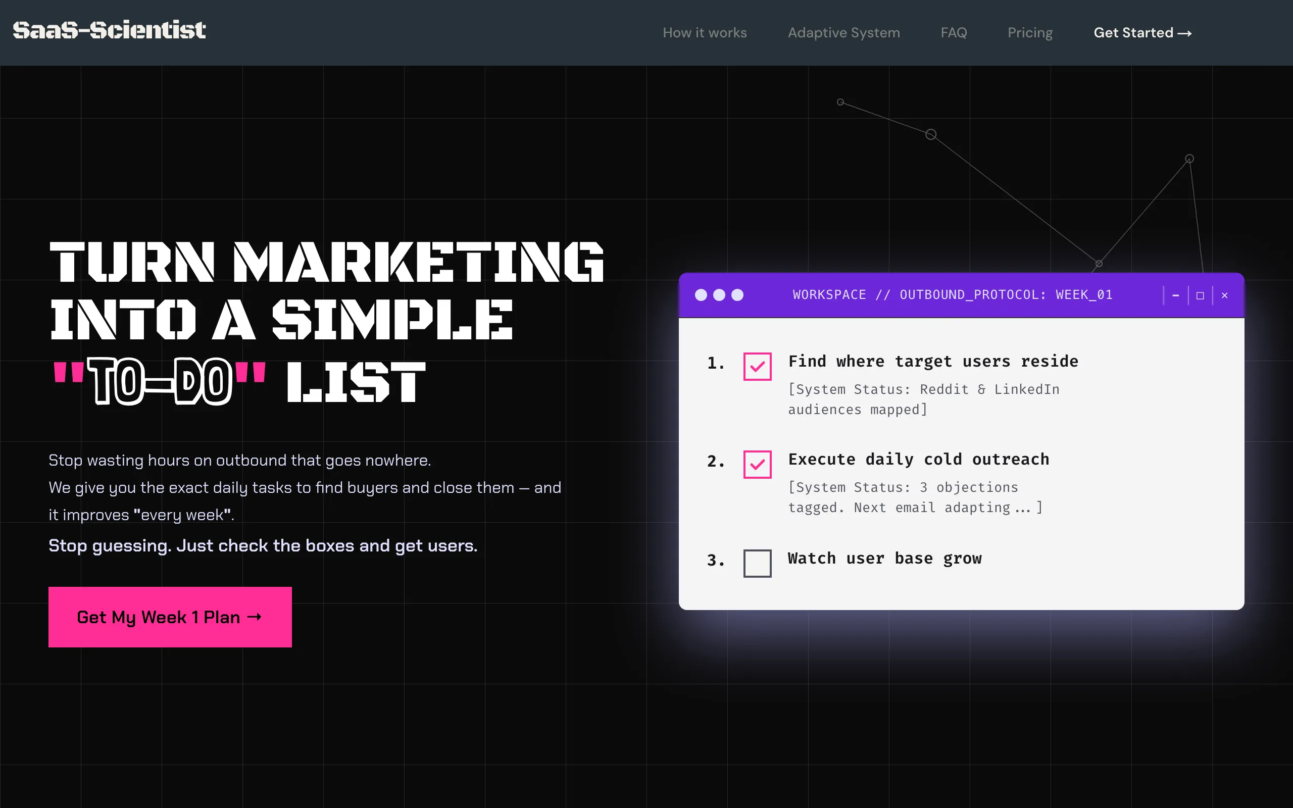 Screenshot of SaaS Scientist — Get Your First 50 Paying Users from Reddit, X &amp; LinkedIn
