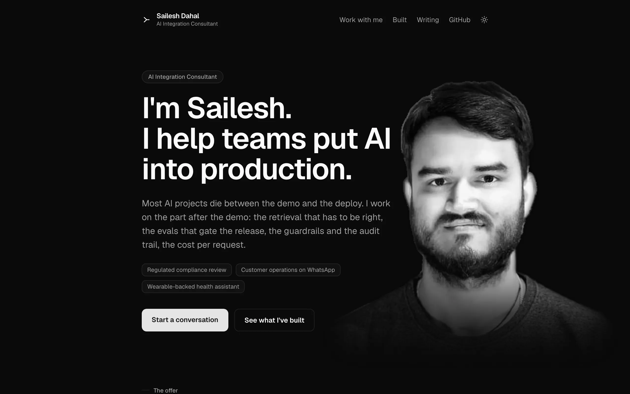 Screenshot of Sailesh Dahal - I help teams put AI into production.