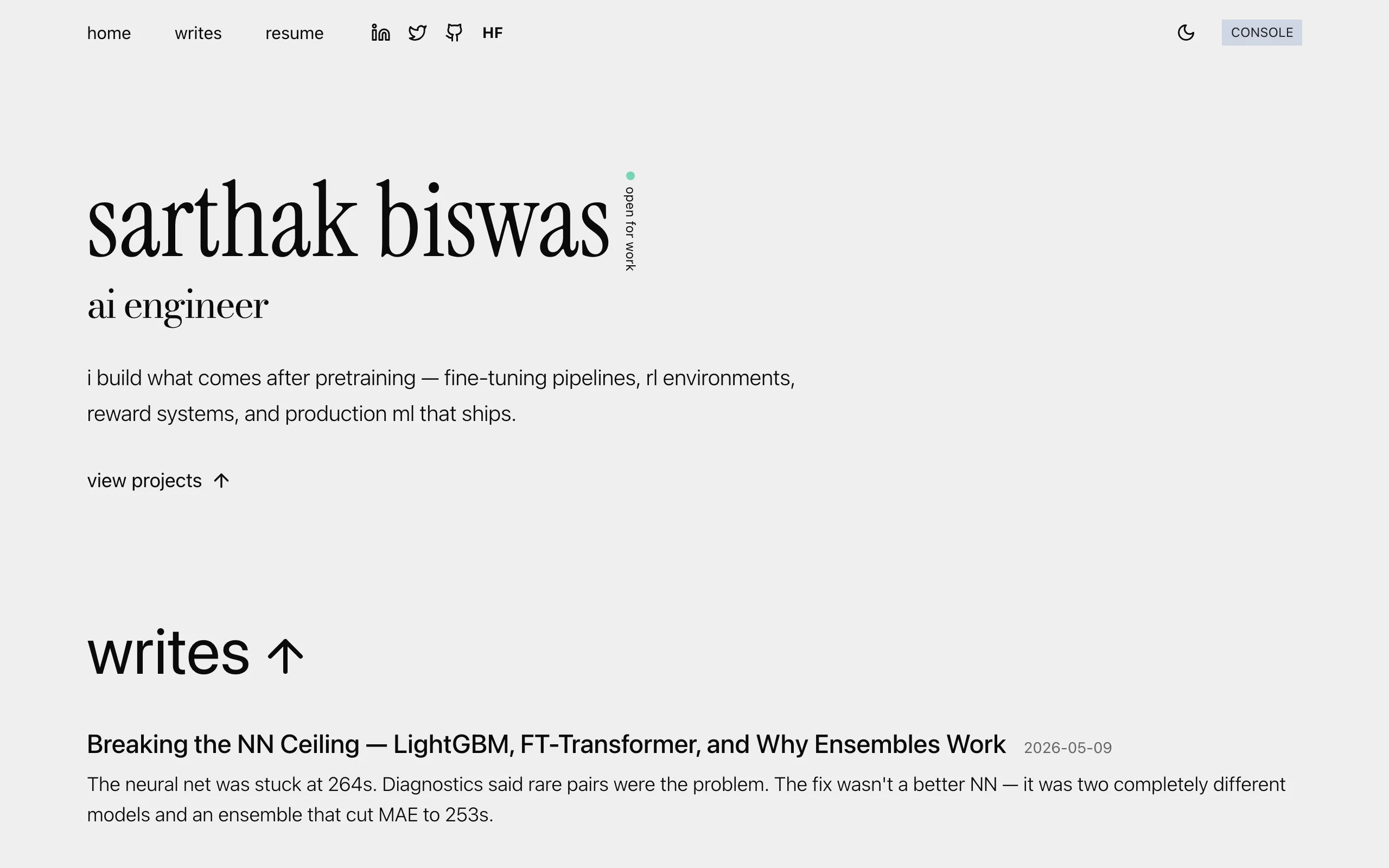 Screenshot of sarthak biswas - ai engineer