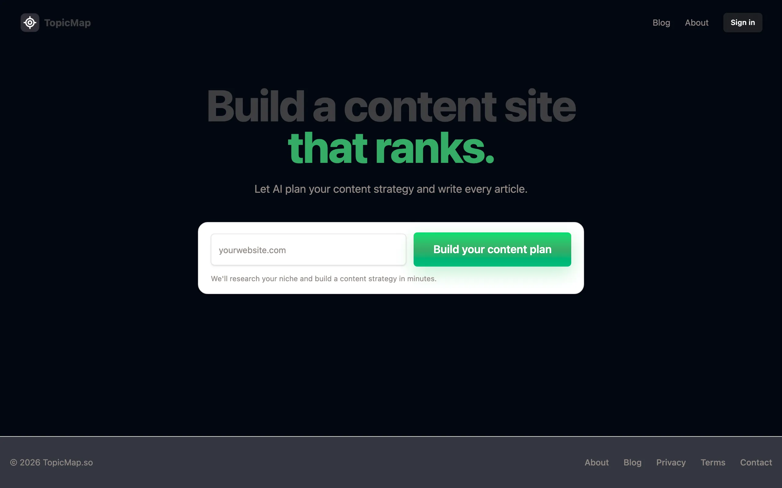 Screenshot of SEO Topical Maps and AI Article Planning | TopicMap