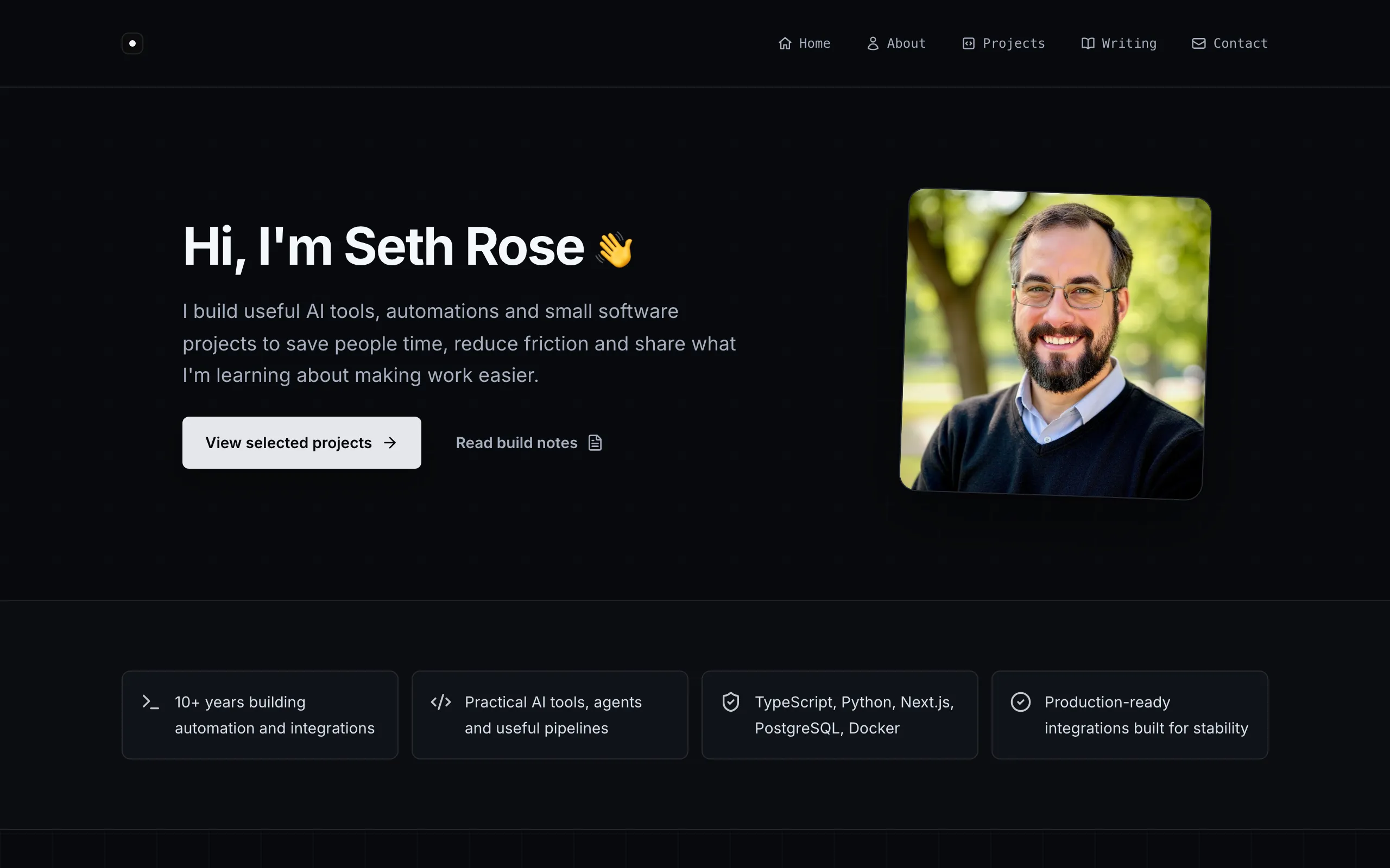 Screenshot of Seth Rose | Useful AI Tools and Small Software Projects