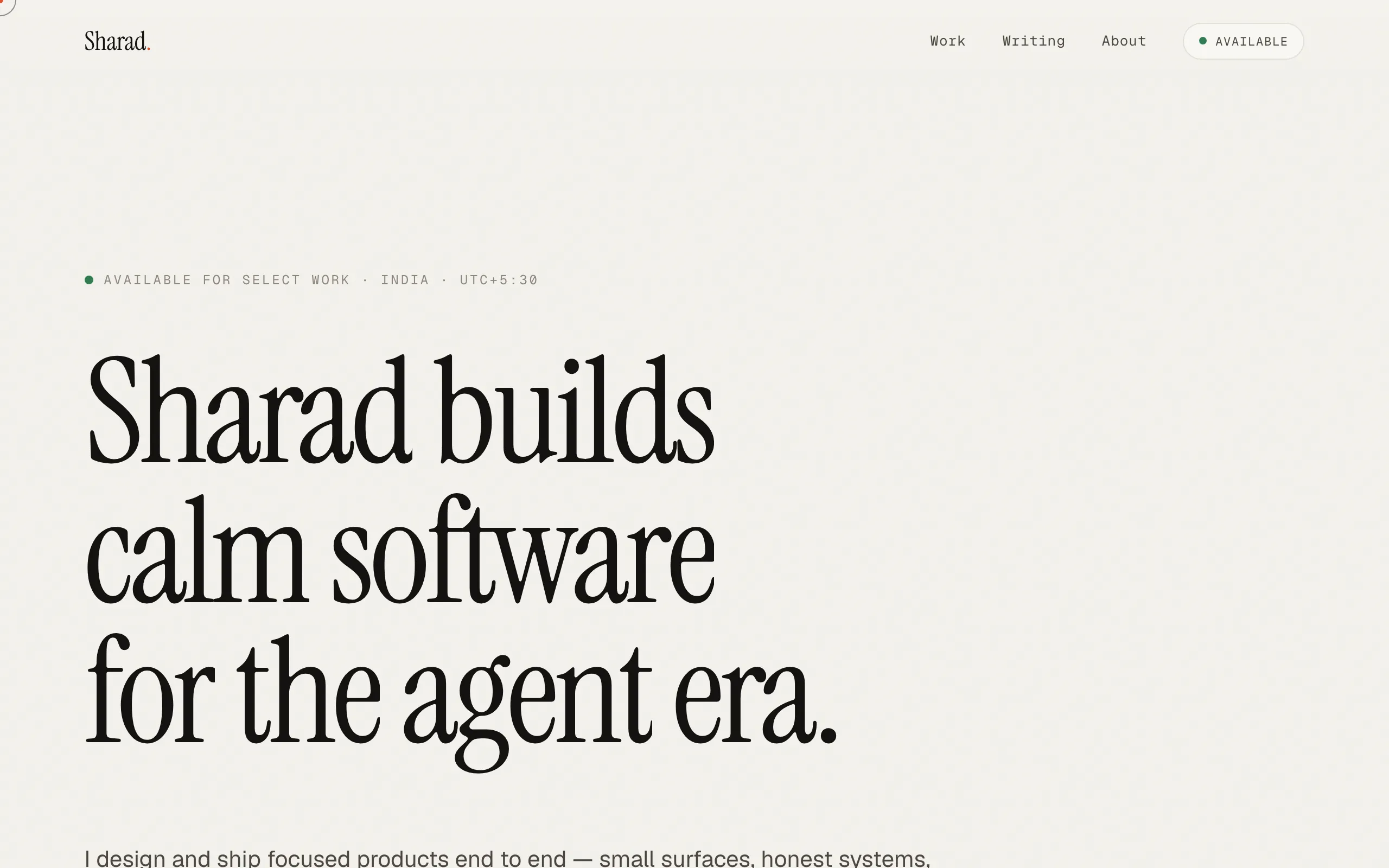 Screenshot of Sharad — Independent Engineer
