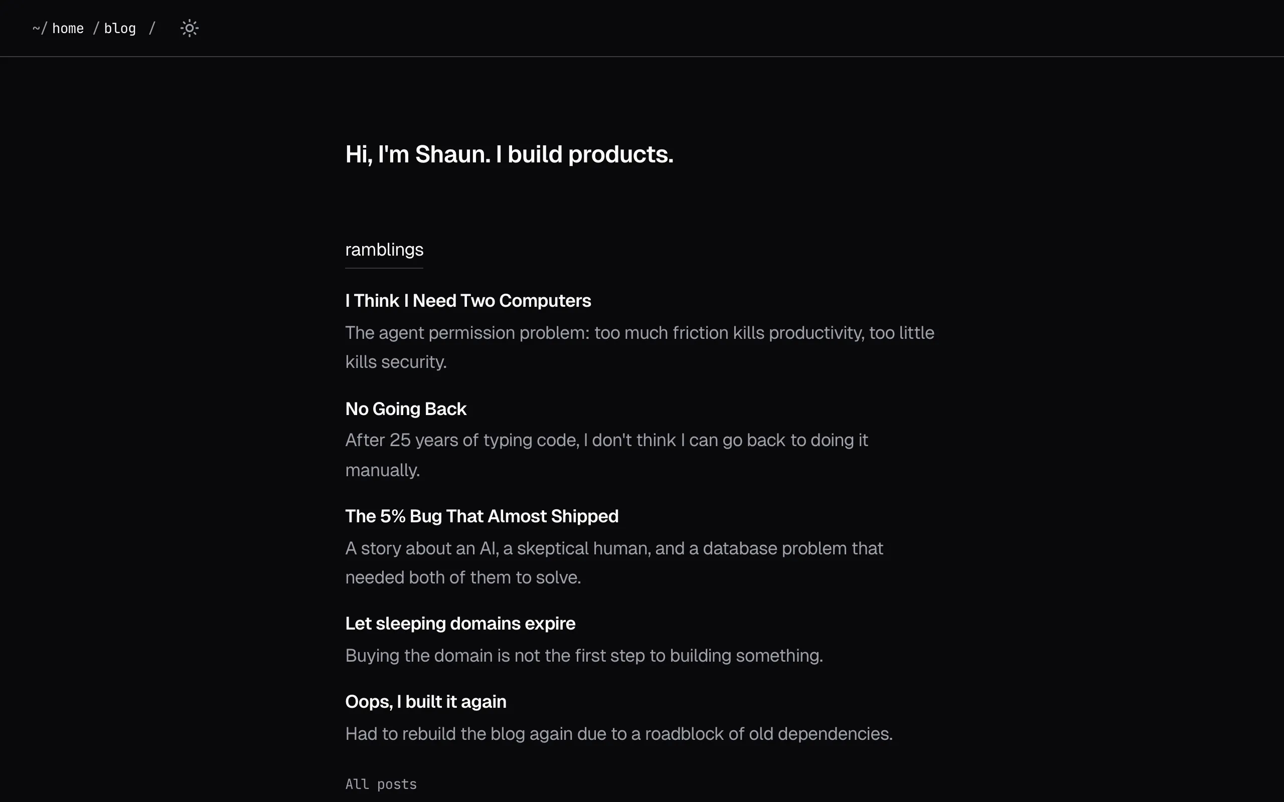 Screenshot of Shaun Church | I build products