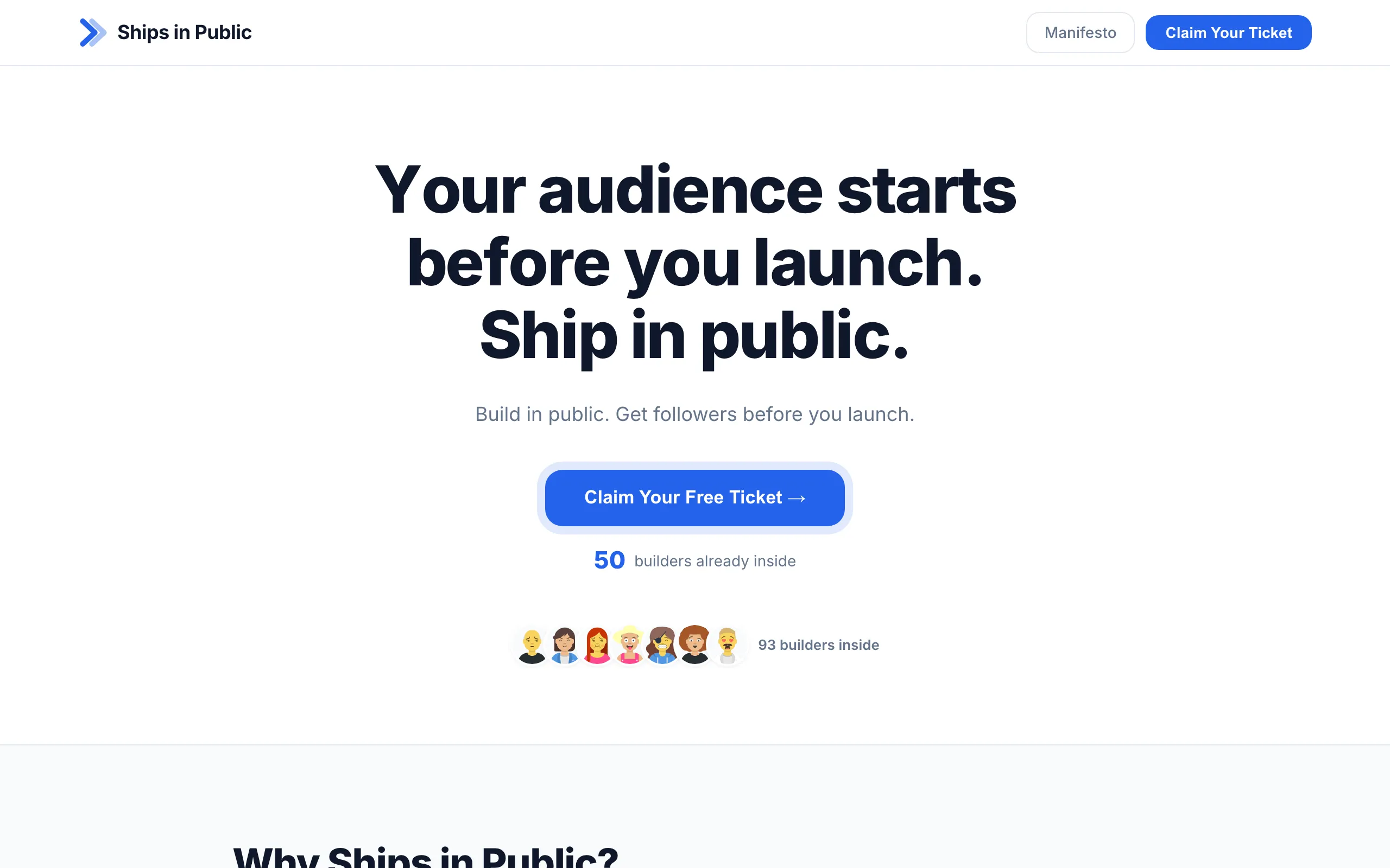 Screenshot of Ships in Public: Build. Ship. Share.