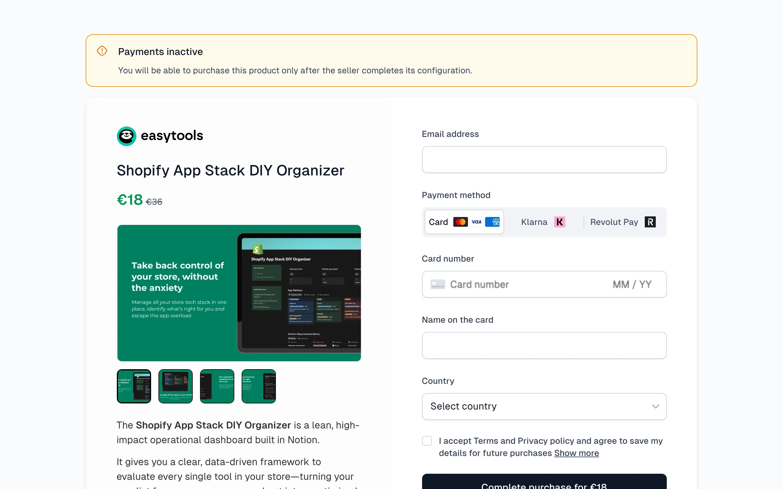 Screenshot of Shopify App Stack DIY Organizer