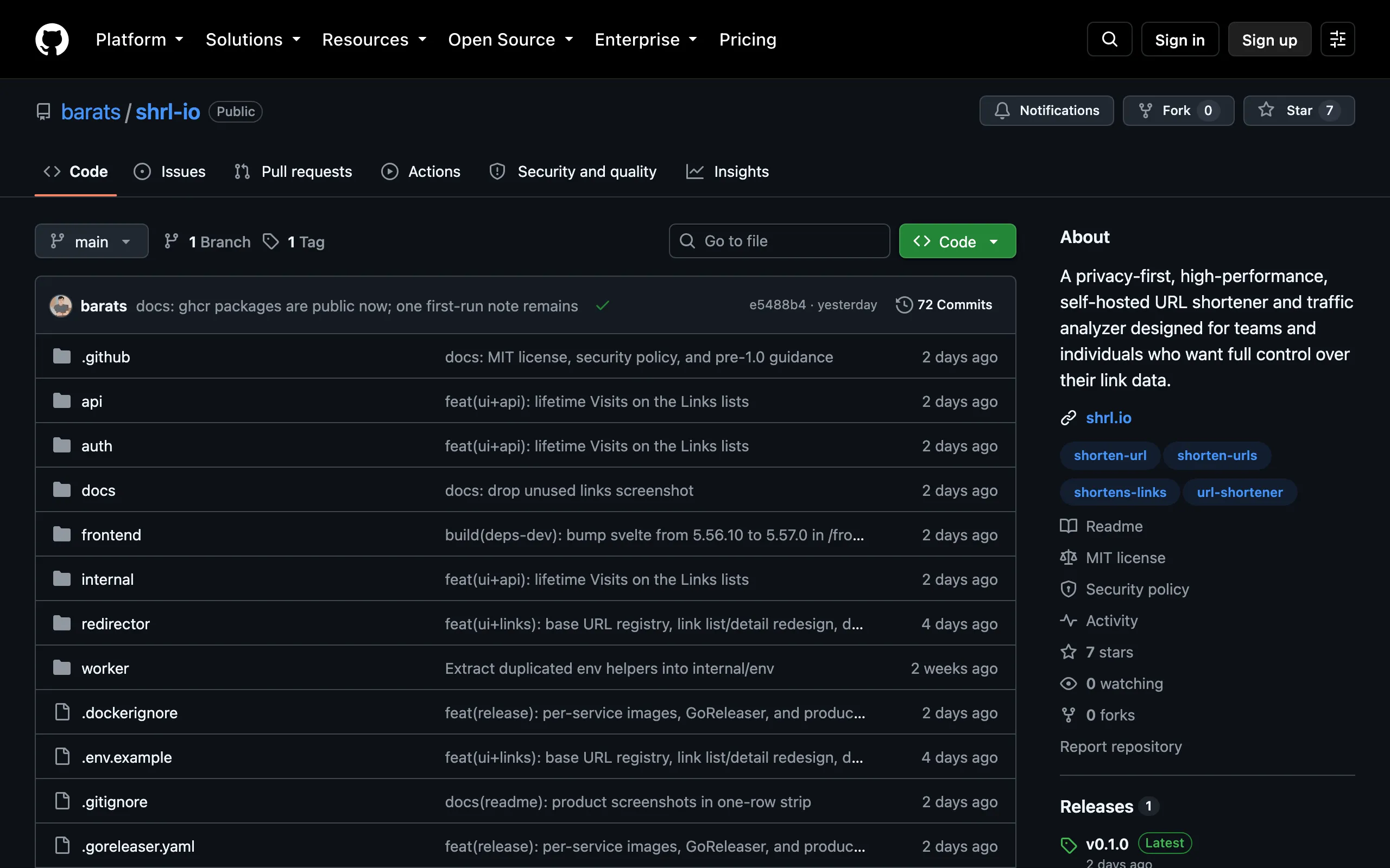 Screenshot of shrl-io