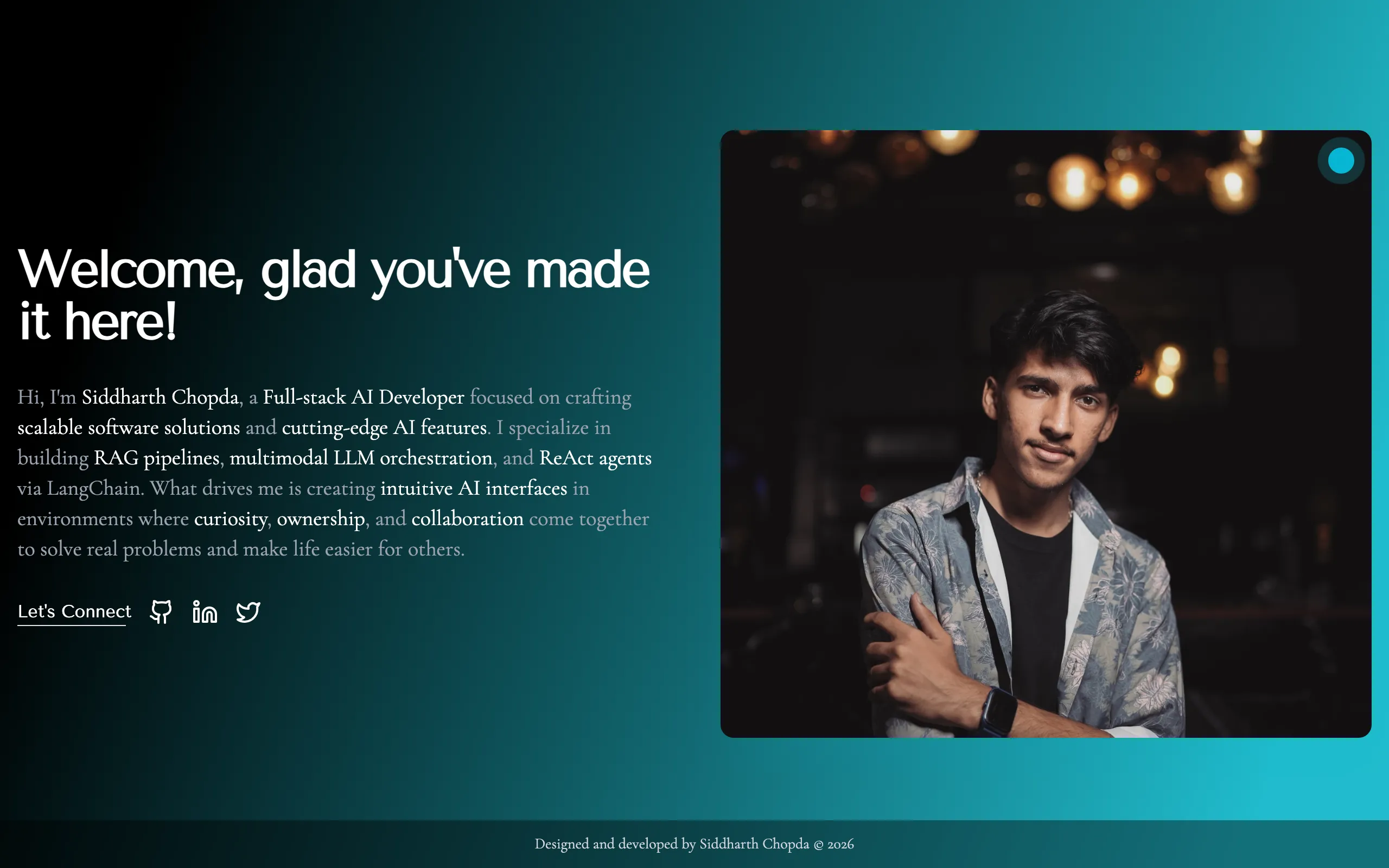Screenshot of Siddharth Chopda
