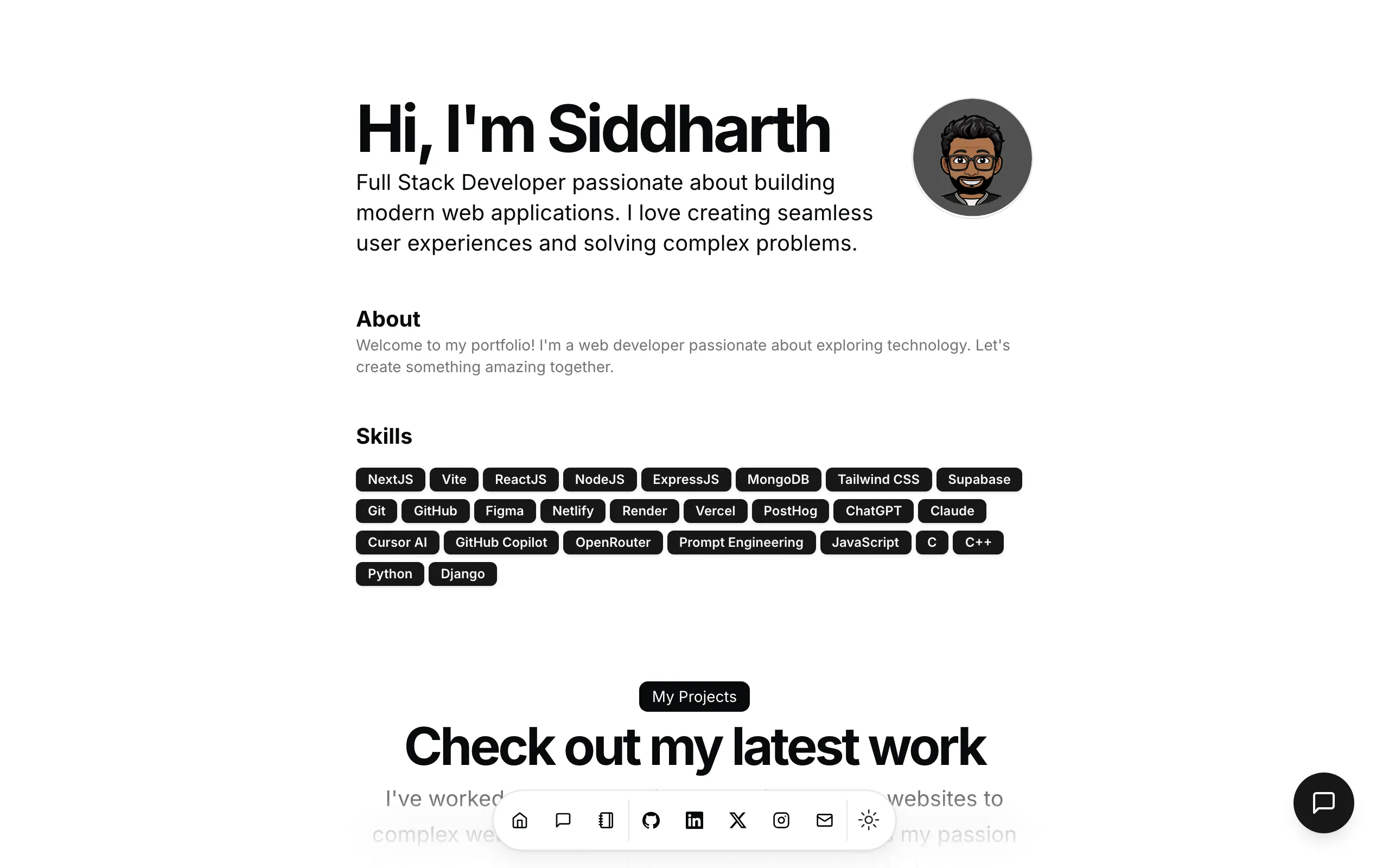Screenshot of Siddharth Jain – Full Stack Developer &amp; Software Engineer