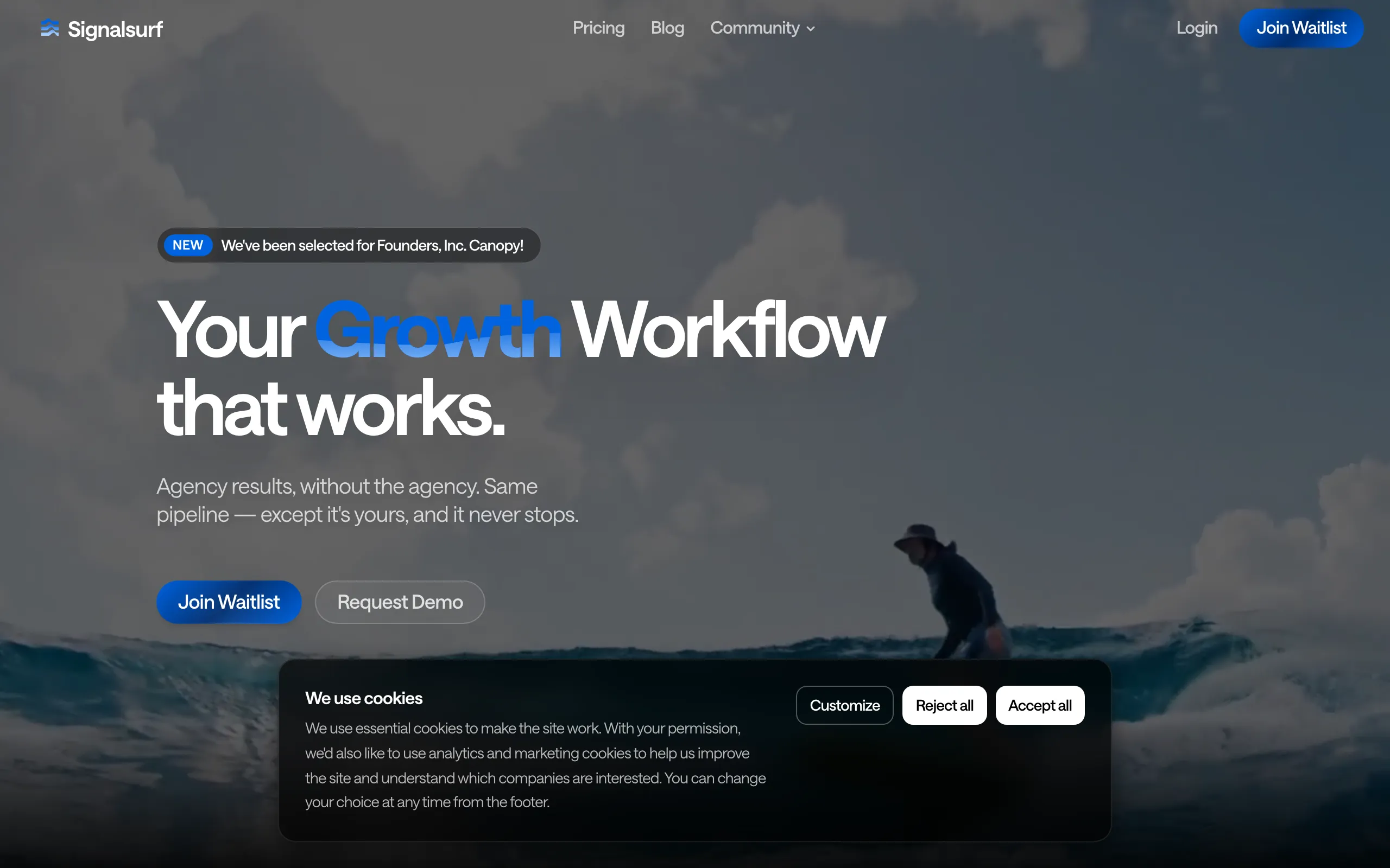Screenshot of SignalSurf | Surf any Growth signal that matters