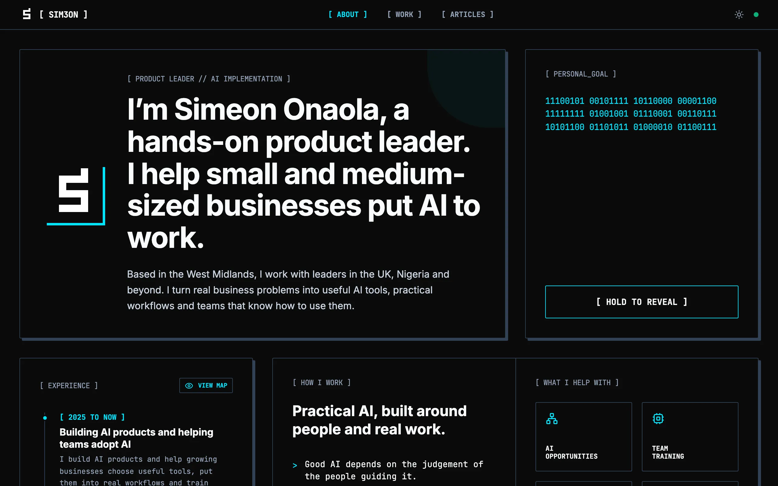 Screenshot of Simeon Onaola | AI Consultant &amp; Product Leader, UK &amp; Nigeria