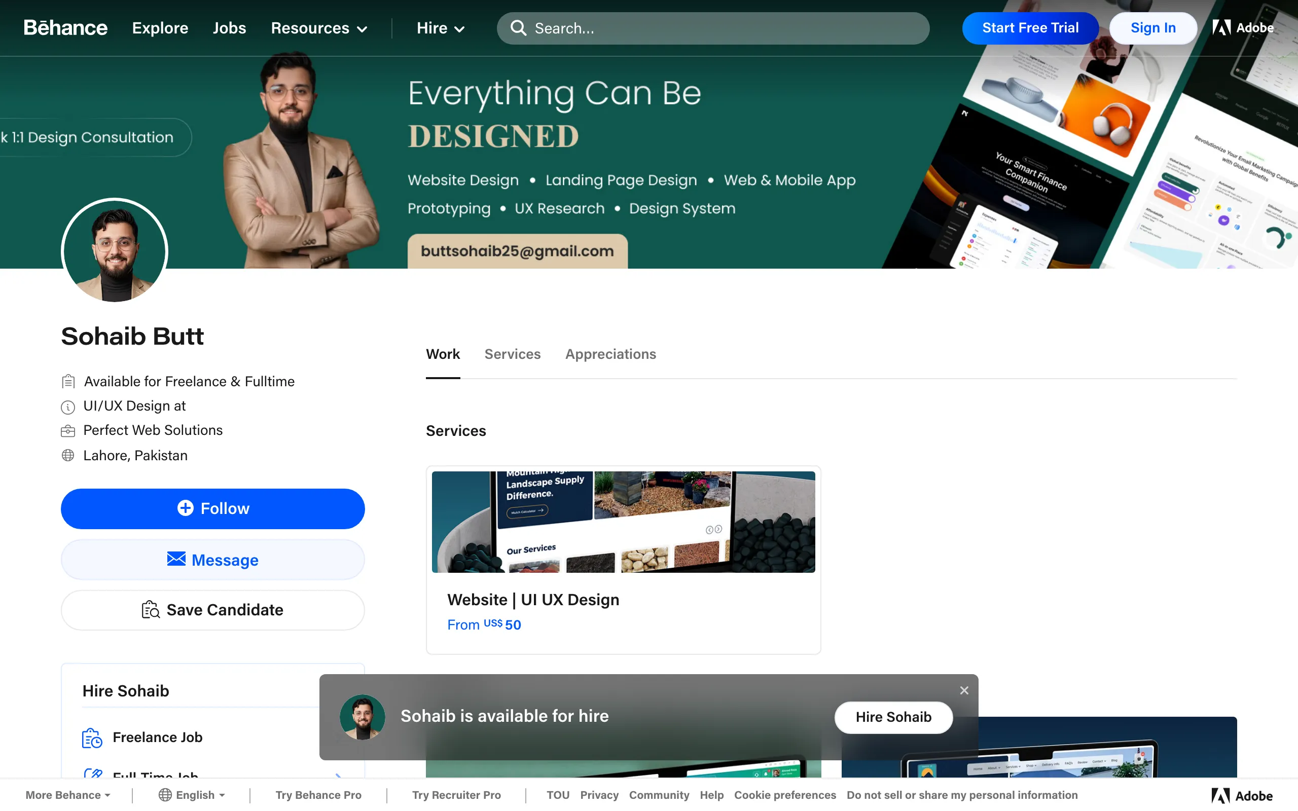 Screenshot of Sohaib Butt - UI/UX Design at in Lahore, Pakistan :: Behance