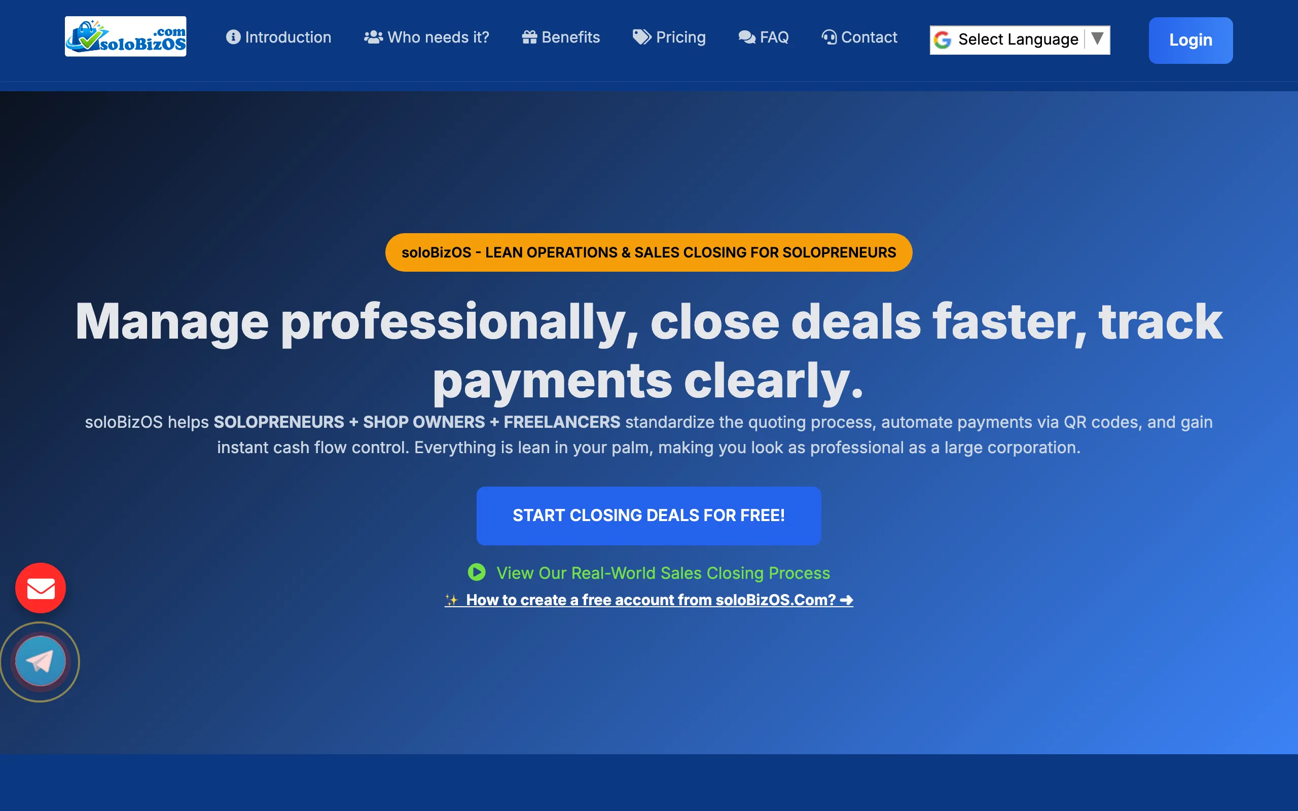 Screenshot of solobizos-all-in-one-business-management-platform
