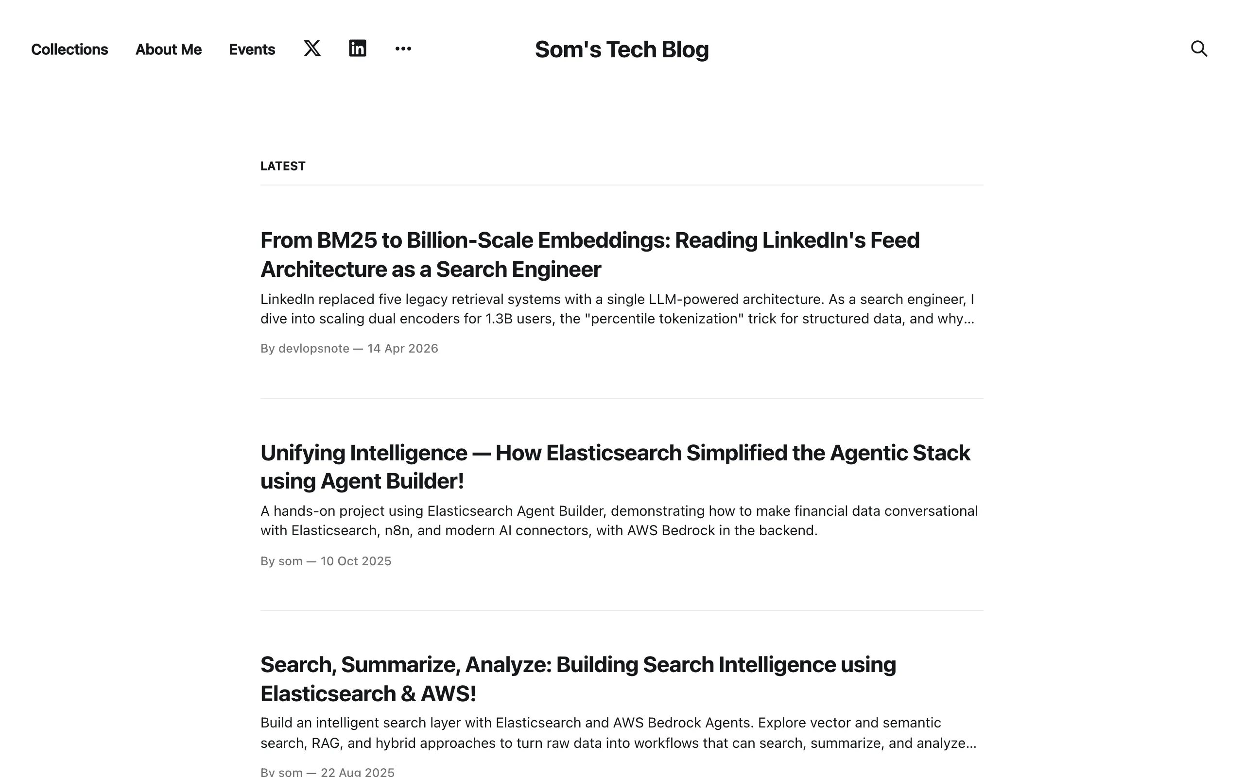 Screenshot of Som's Tech Blog
