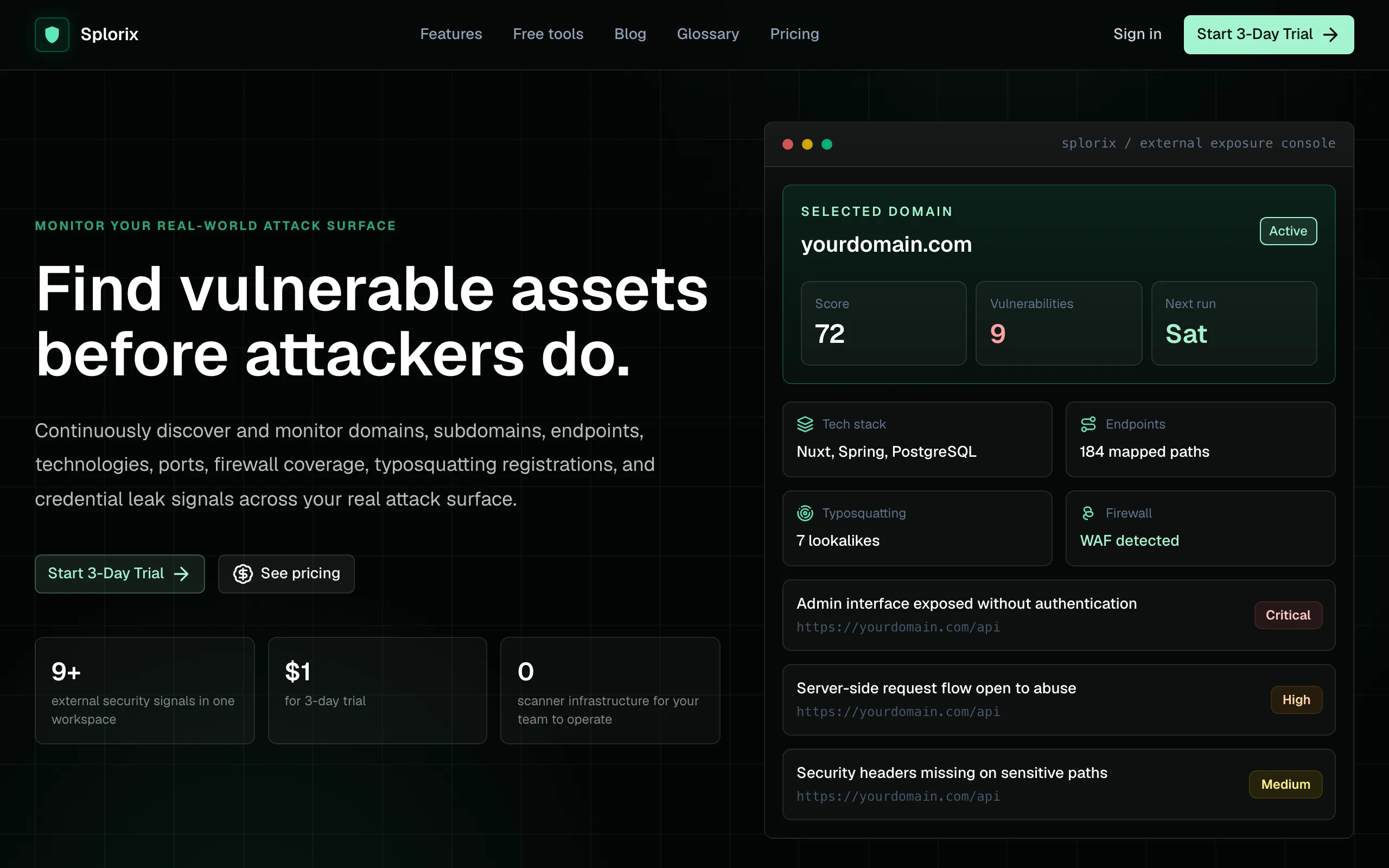 Screenshot of Splorix | External Attack Surface Management