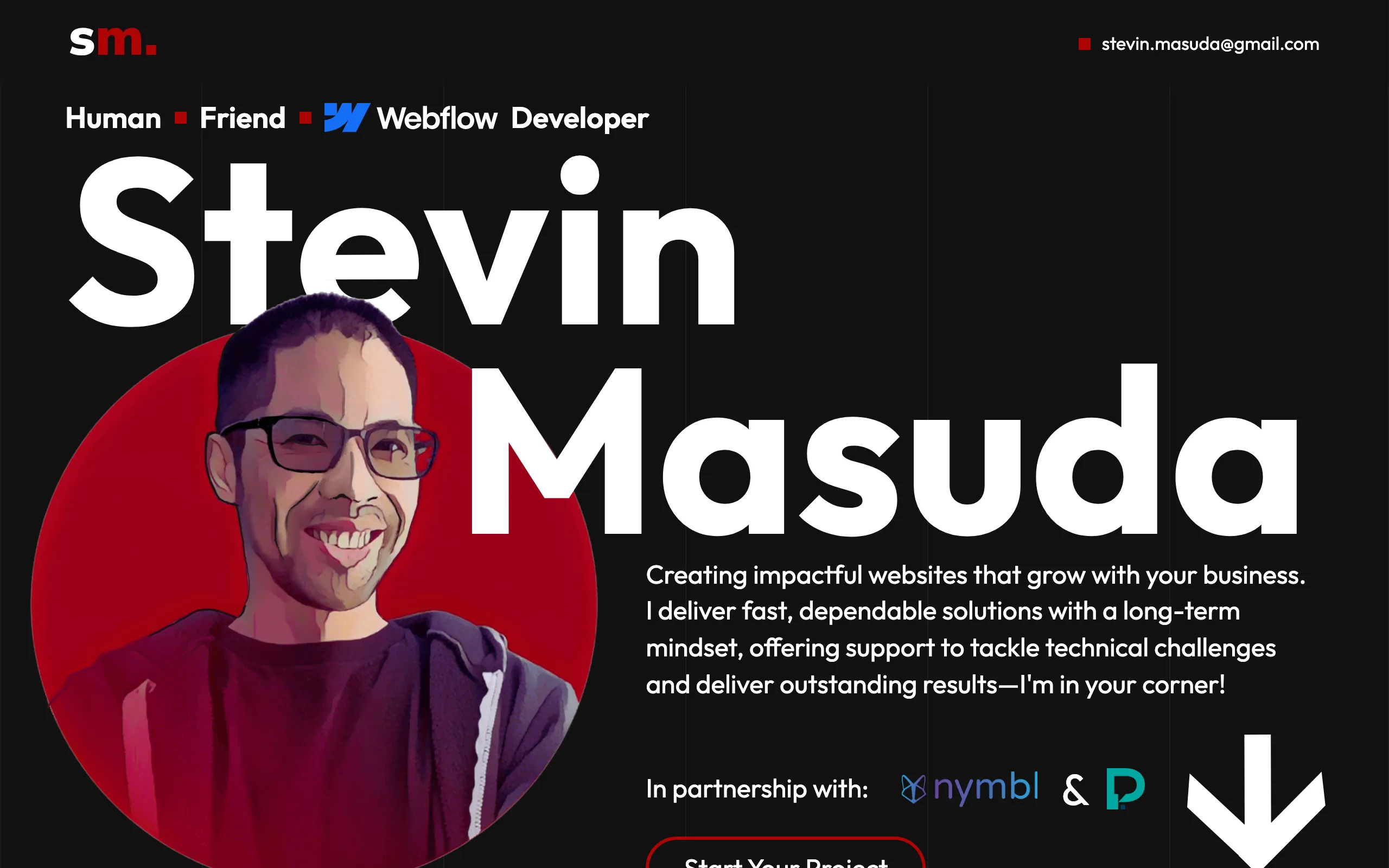 Screenshot of Stevin Masuda - Human | Friend | Webflow Developer