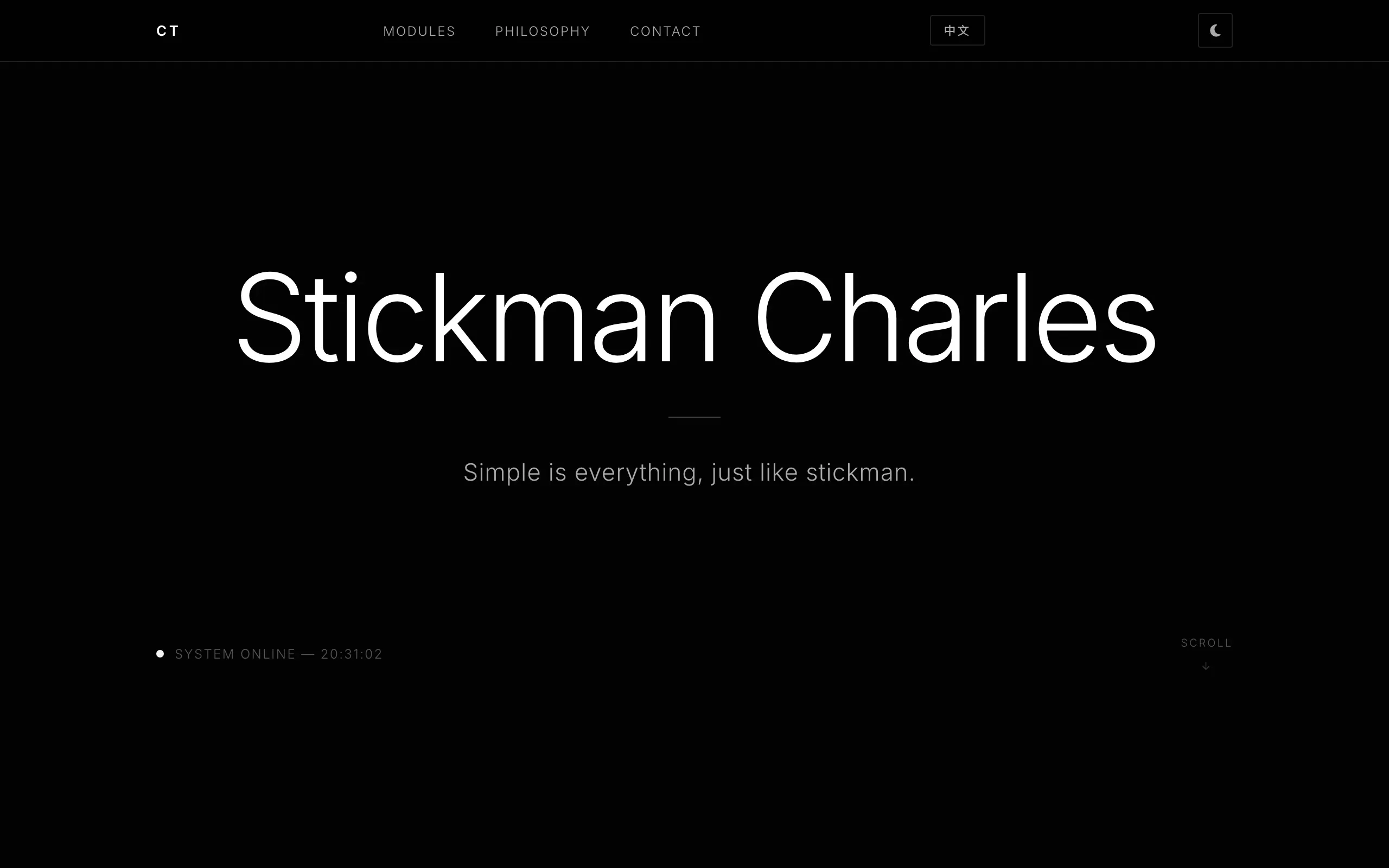 Screenshot of Stickman Charles — Charles Tao | Builder · Systems Thinker · Investor