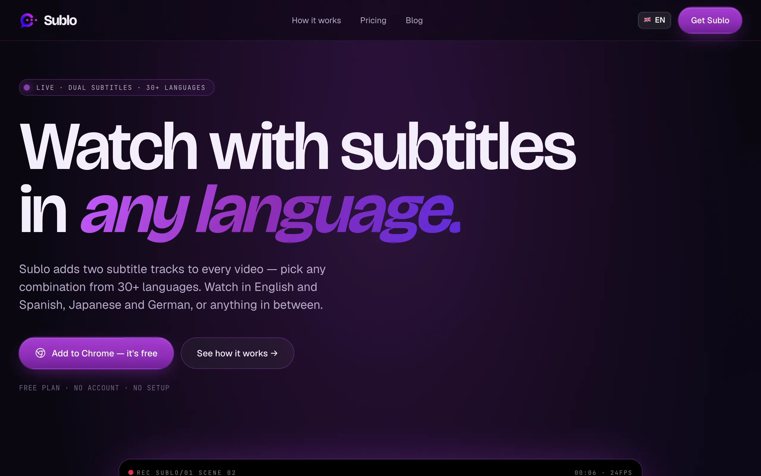 Screenshot of Sublo — Dual Subtitles for Netflix, HBO Max, Disney+ &amp; More
