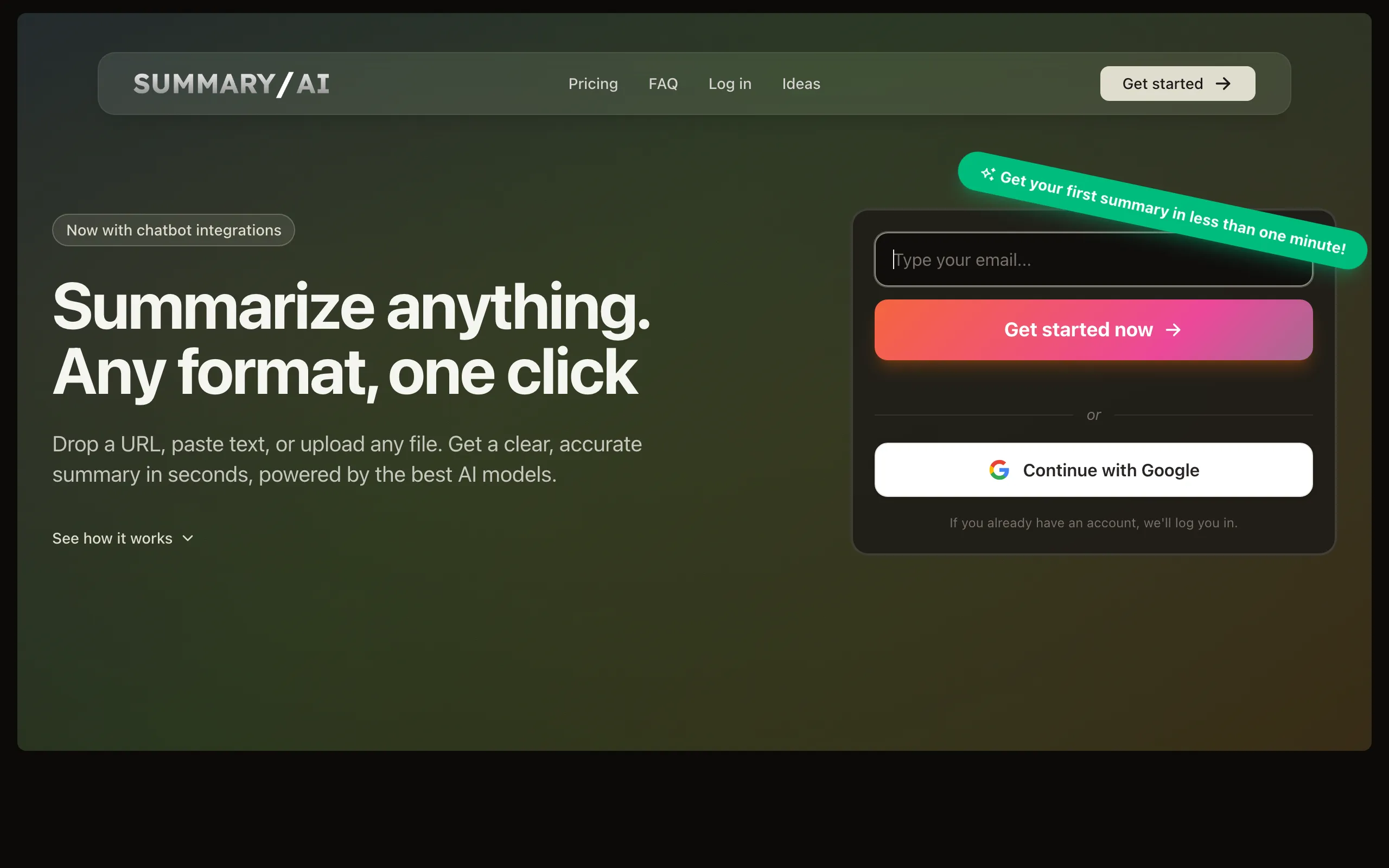 Screenshot of Summary AI: AI Summarizer for Any File, Video, Audio &amp; Text