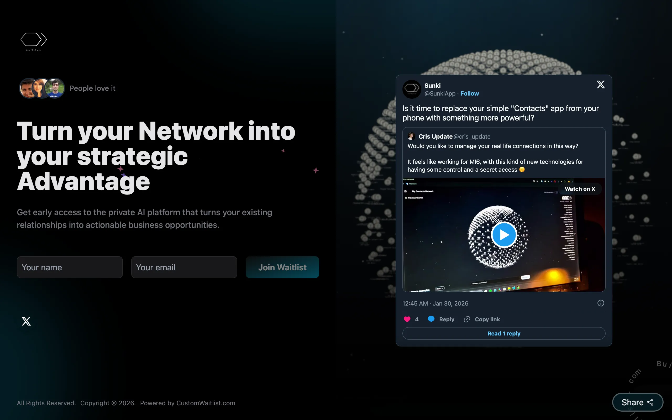 Screenshot of SUNKI ✌️ Turn your Network into your strategic Advantage