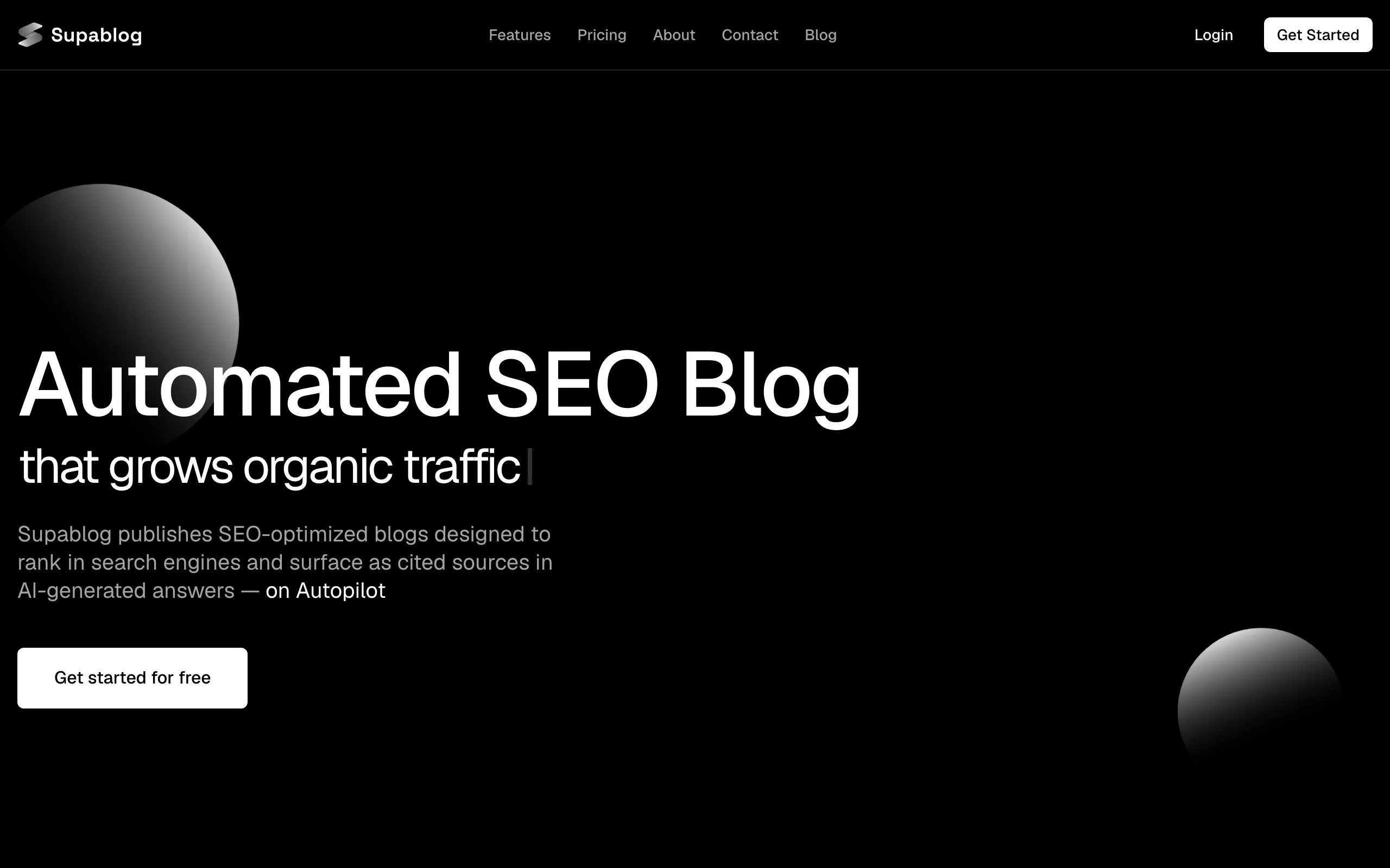 Screenshot of Supablog - SEO optimized blogs on autopilot