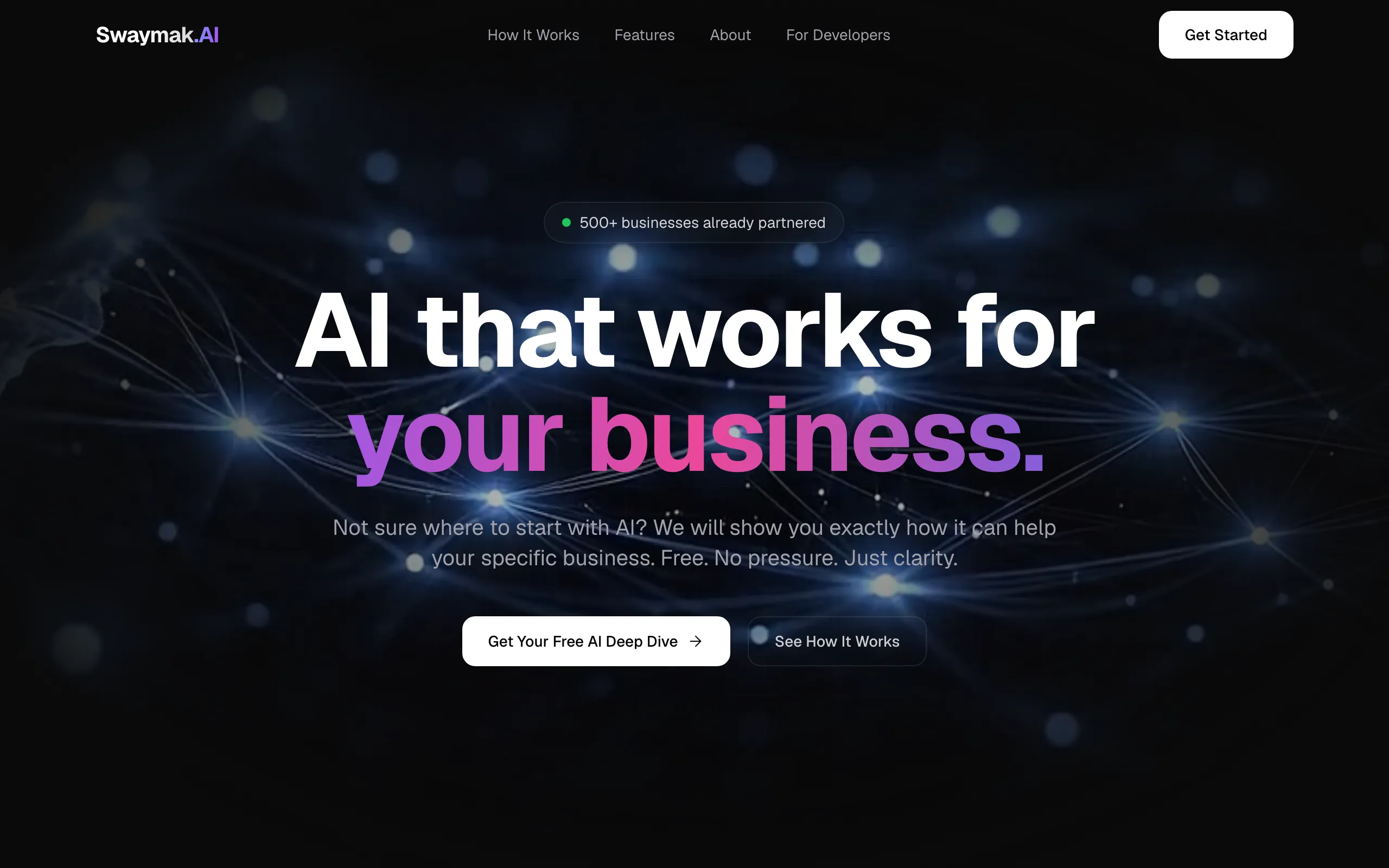 Screenshot of Swaymak AI - AI for Real Businesses