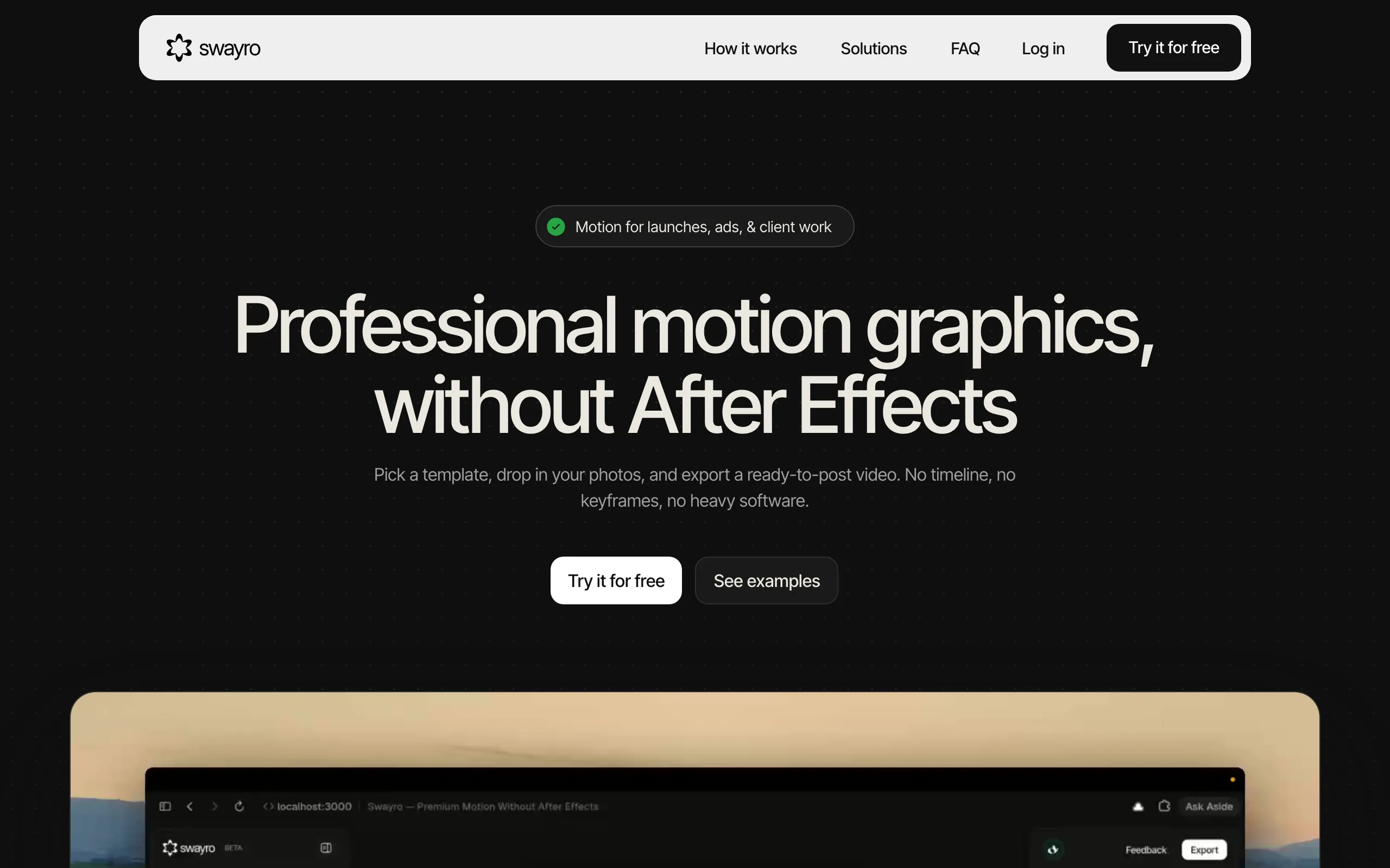 Screenshot of Swayro - Premium Motion Without After Effects