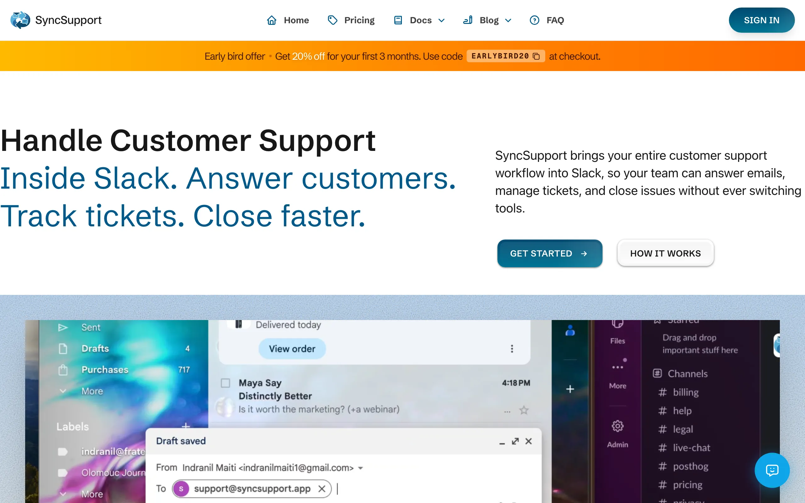 Screenshot of SyncSupport | Slack-Native Helpdesk — Manage customer tickets fast