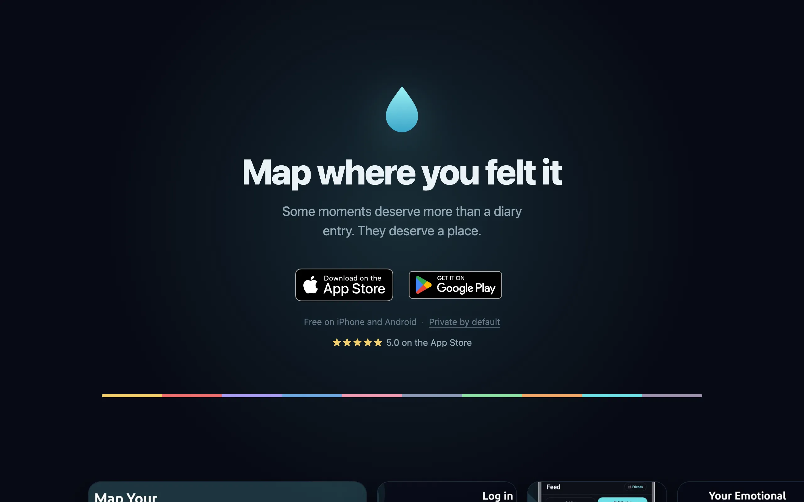 Screenshot of Teardrop: Mood &amp; Emotion Map — map where you felt it